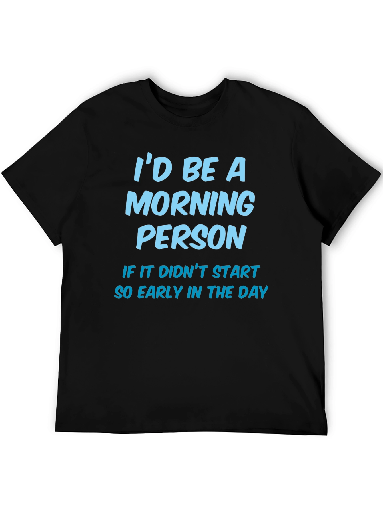 Black Funny "Morning Person" Graphic T-Shirt - Black view 5