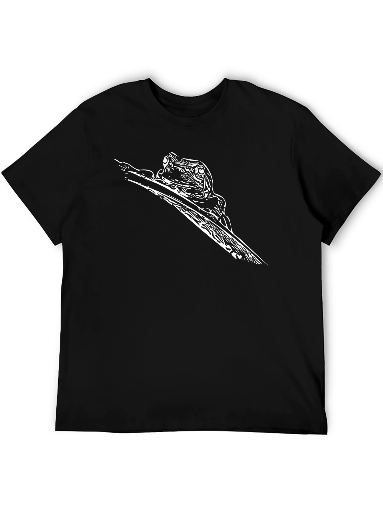 Black Frog on Branch Graphic Tee - Black Casual Shirt view 5