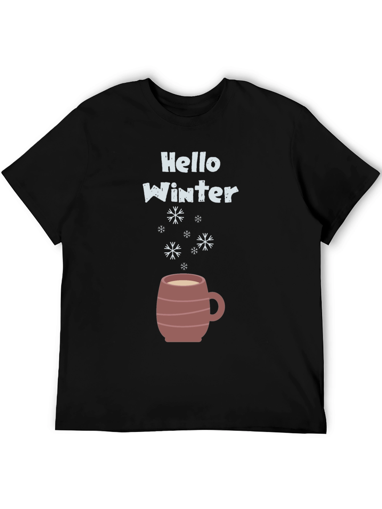 Black Hello Winter Graphic Tee - Cozy Mug Design view 5