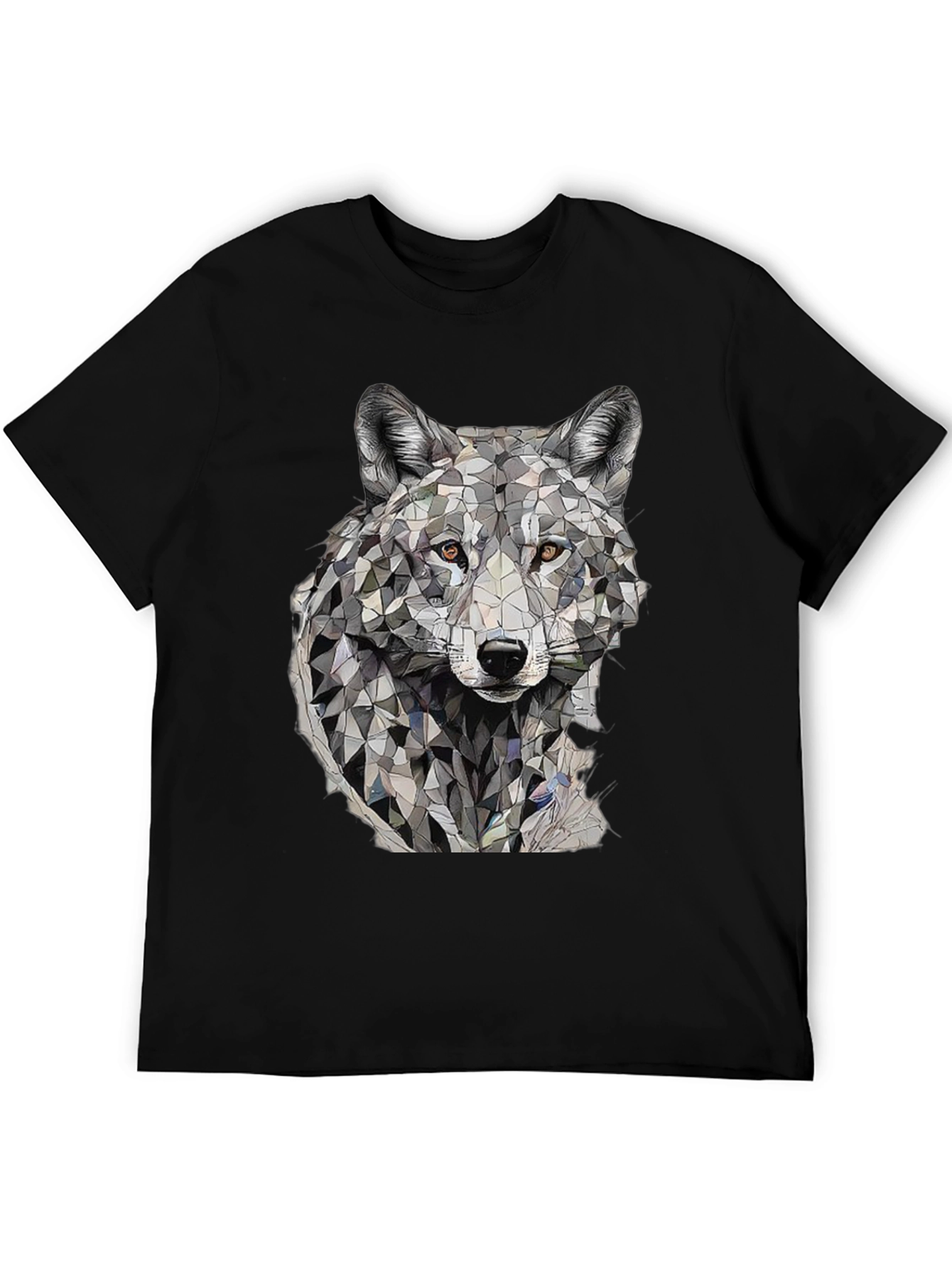 Black Geometric Wolf Graphic T-Shirt view 5