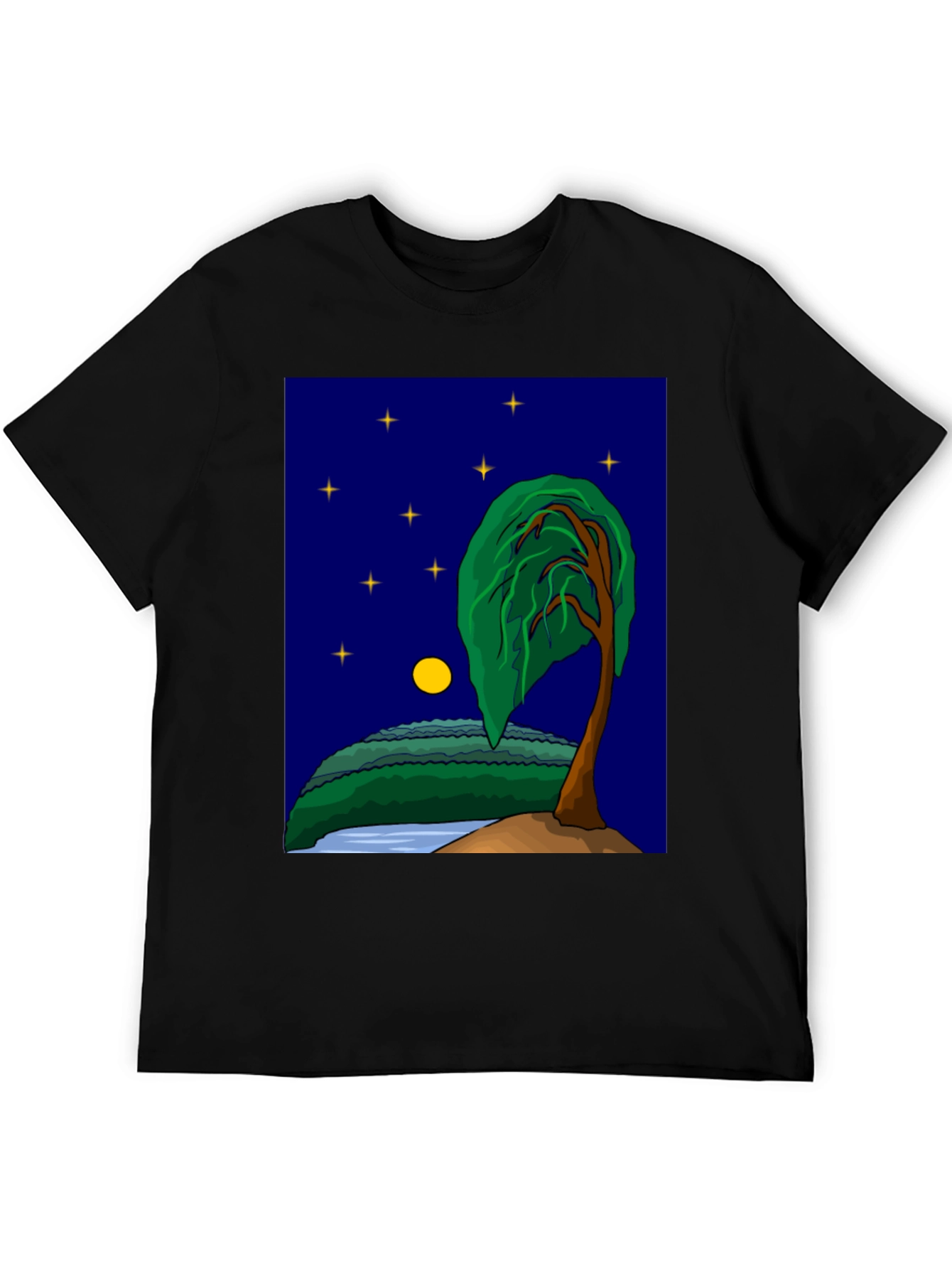 Black Night Landscape Graphic Tee - Stylish Unisex Shirt view 5