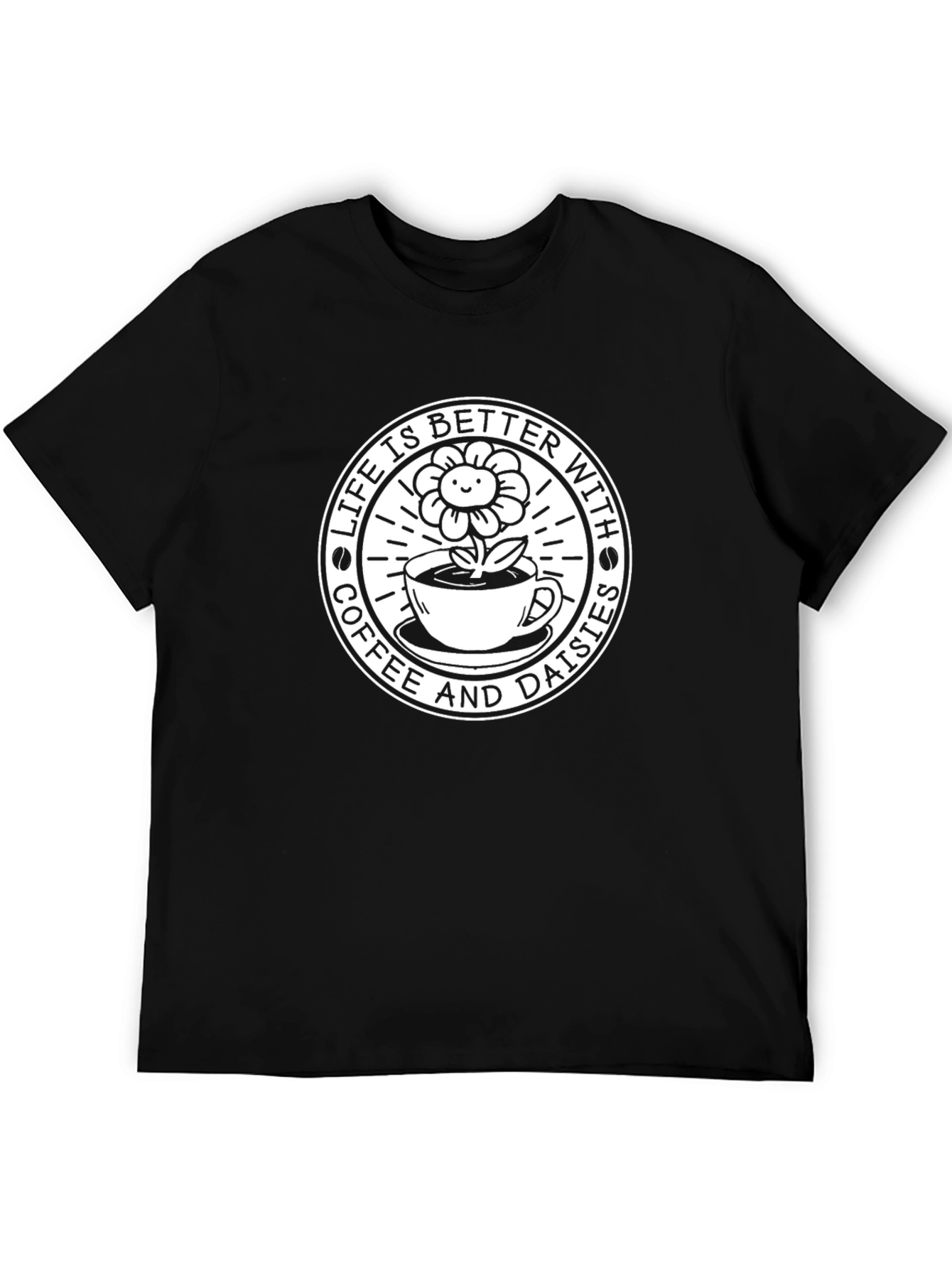 Black Coffee & Daisies Graphic T-Shirt - Life is Better view 5