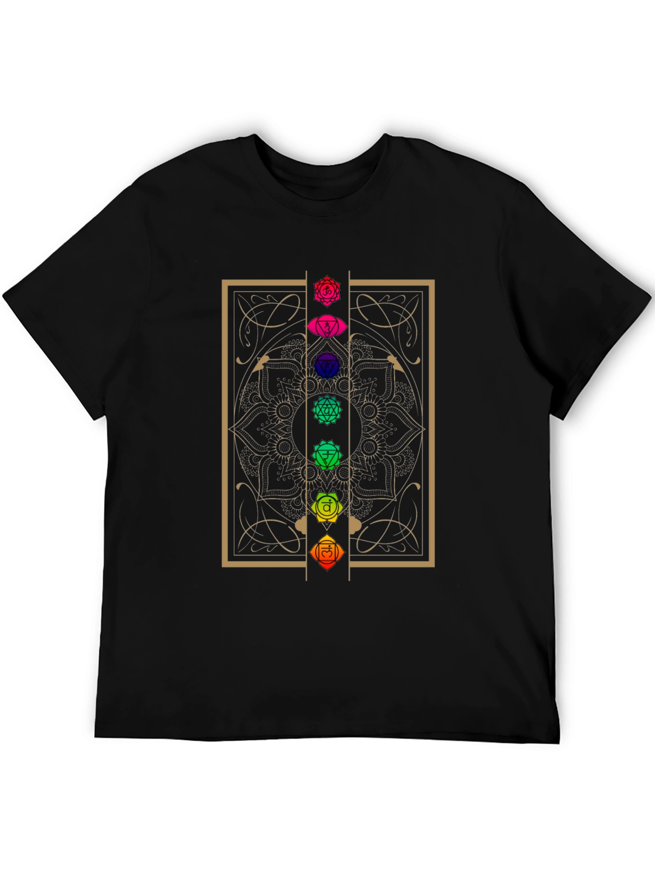 Black Chakra Mandala Graphic T-Shirt - Black view 5
