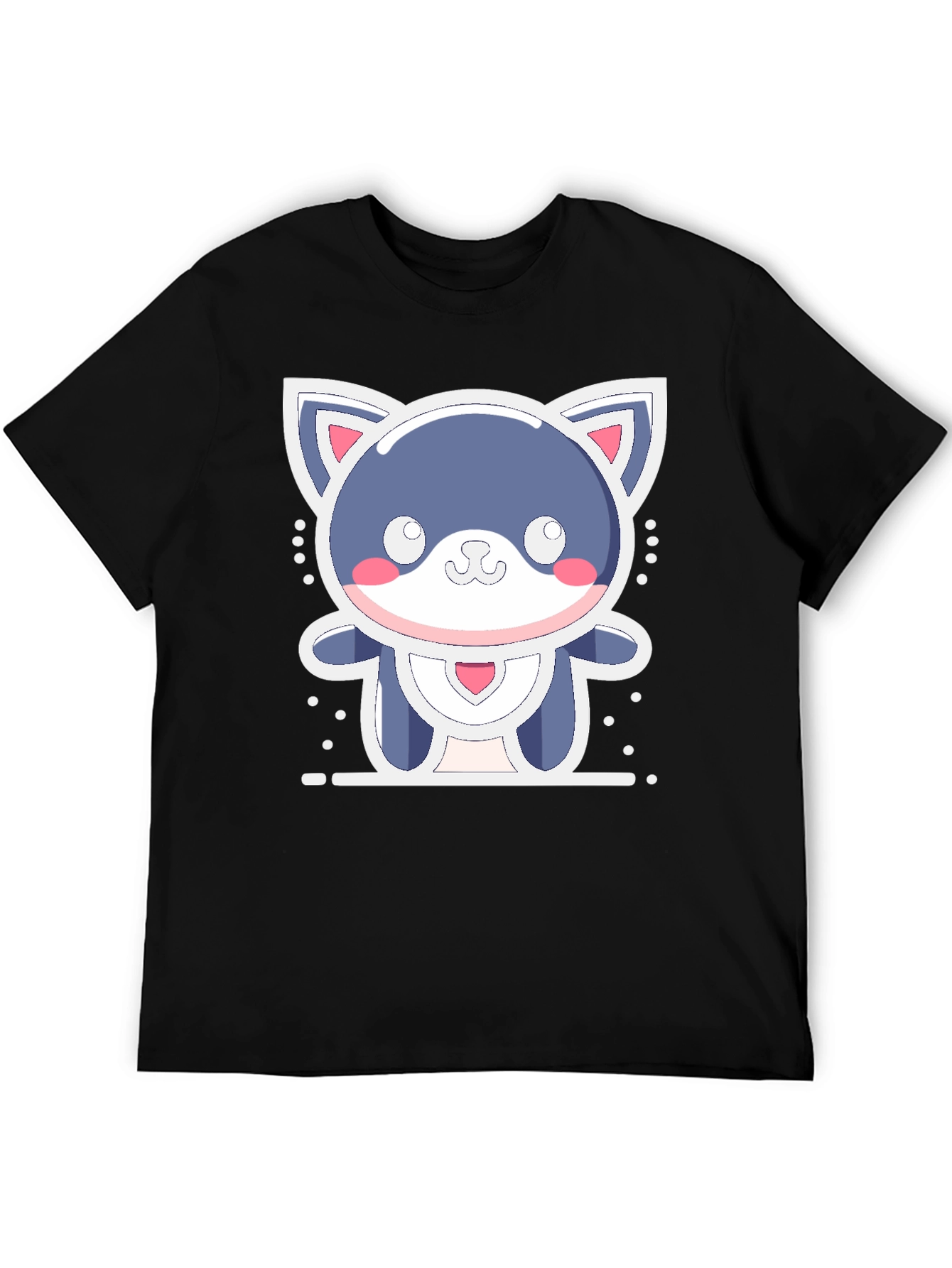 Black Cute Kawaii Cat T-Shirt - Soft & Stylish view 5