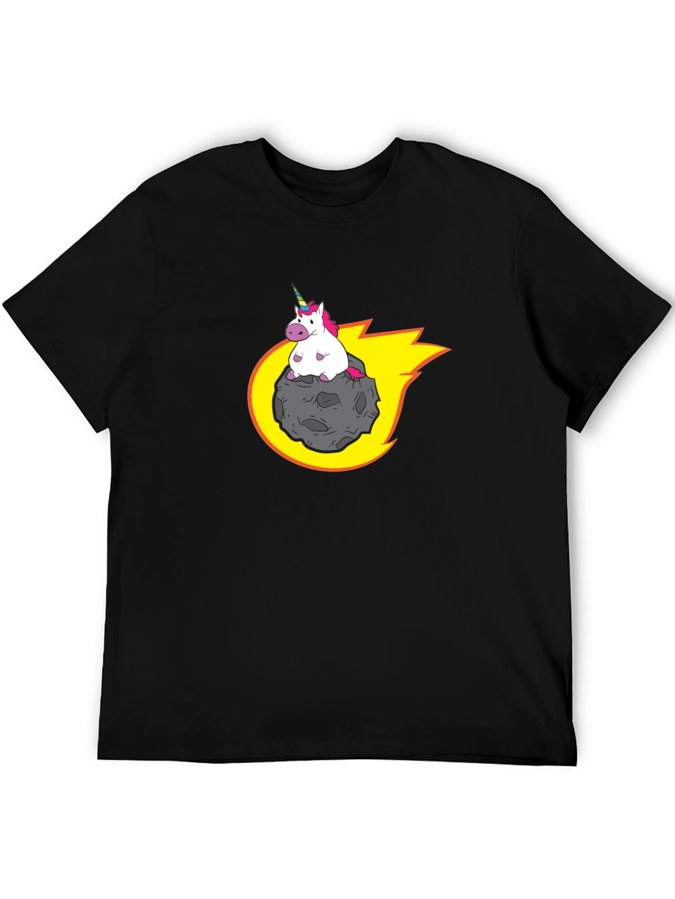 Black Unicorn Riding Meteor T-Shirt view 5
