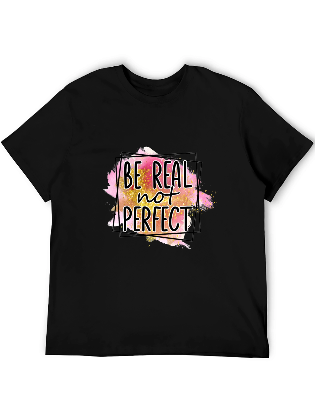 Black Be Real Not Perfect Graphic Tee - Black view 5