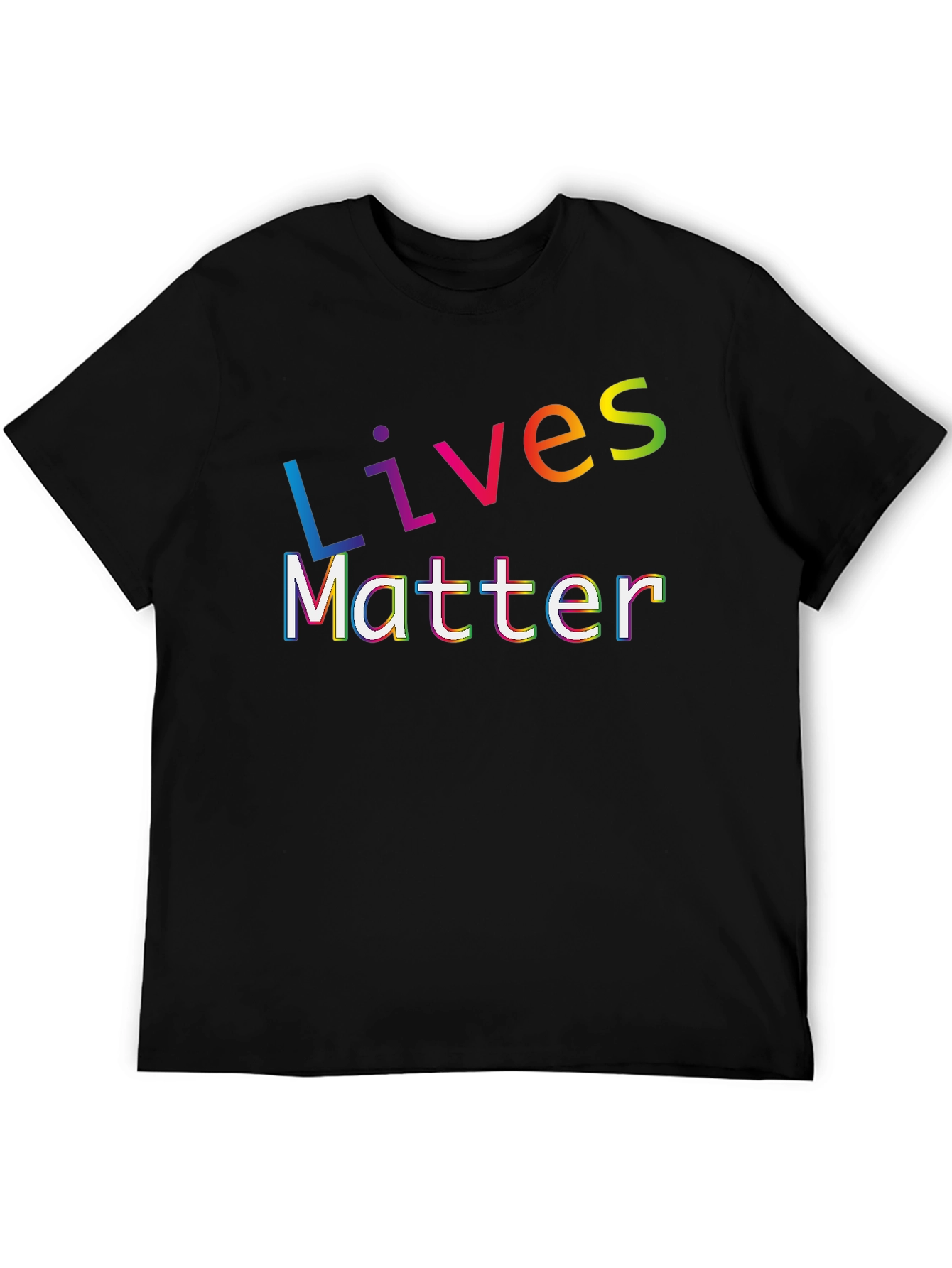 Black Rainbow Lives Matter Graphic T-Shirt view 5