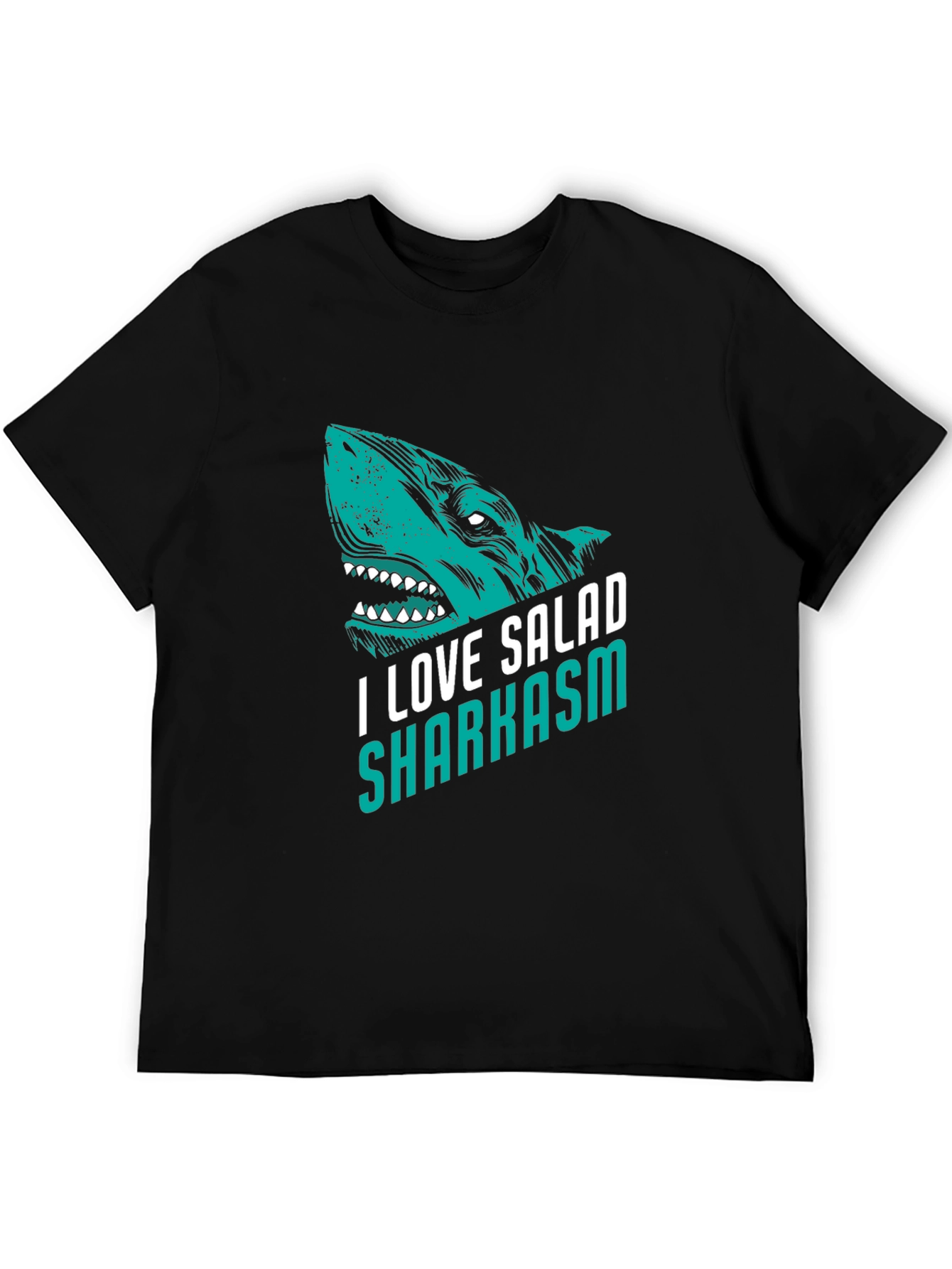 Black I Love Salad Sharkasm Black Graphic Tee view 5