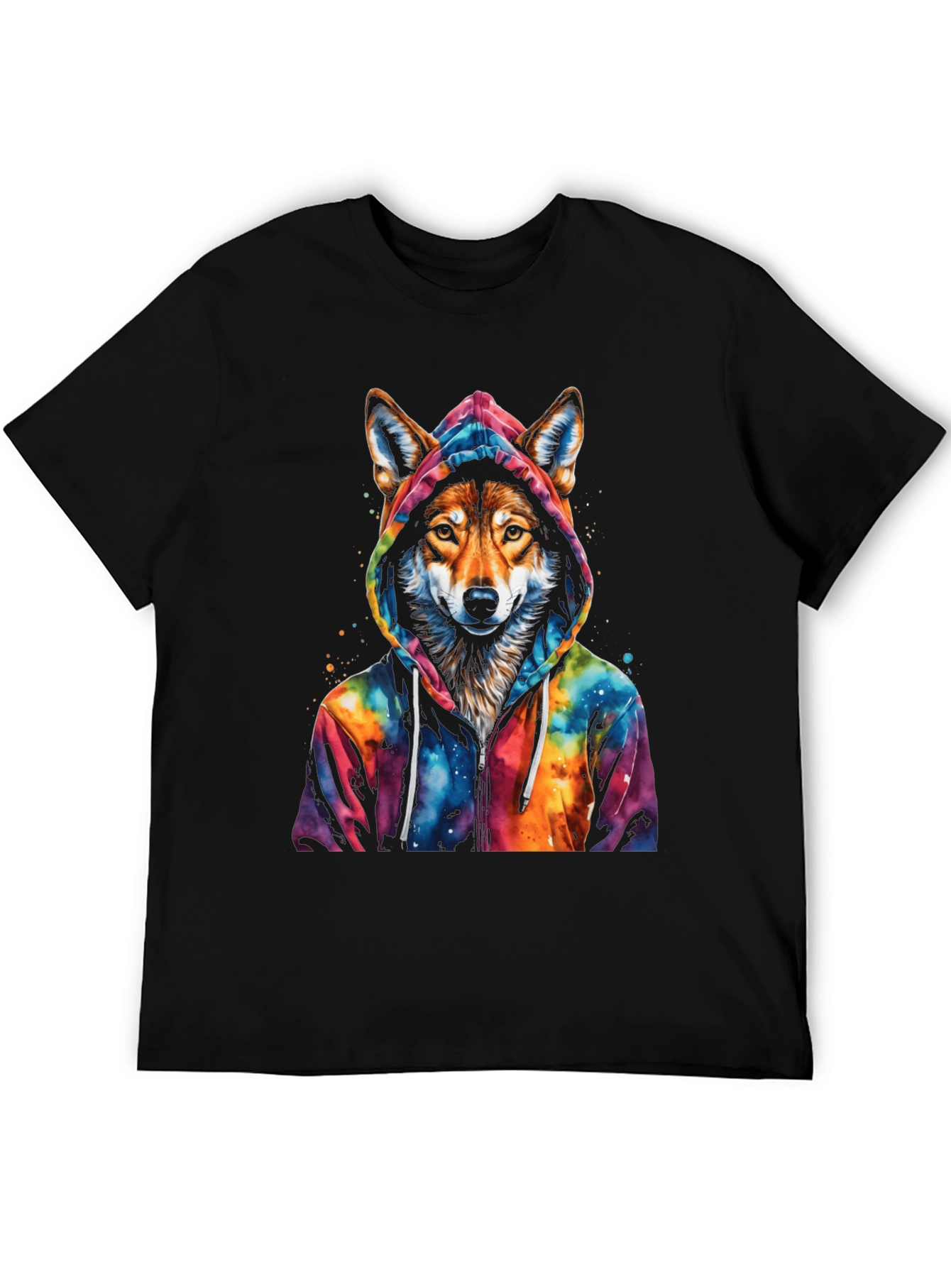 Black Wolf in Hoodie Graphic Tee view 5