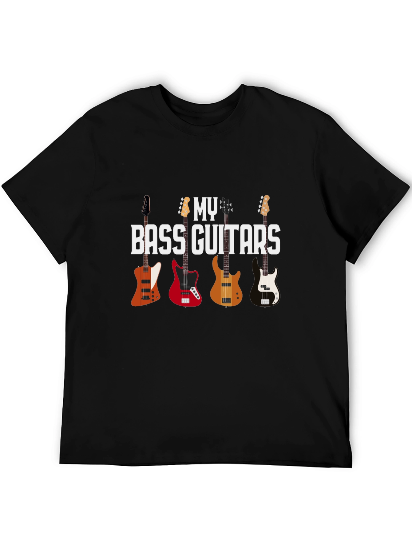 Black Bass Guitars T-Shirt - Musician's Gift view 5