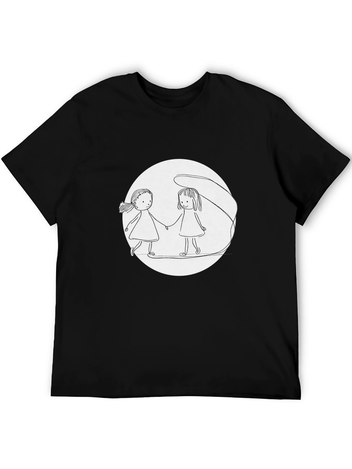 Black Girls Holding Hands T-Shirt - Black view 5