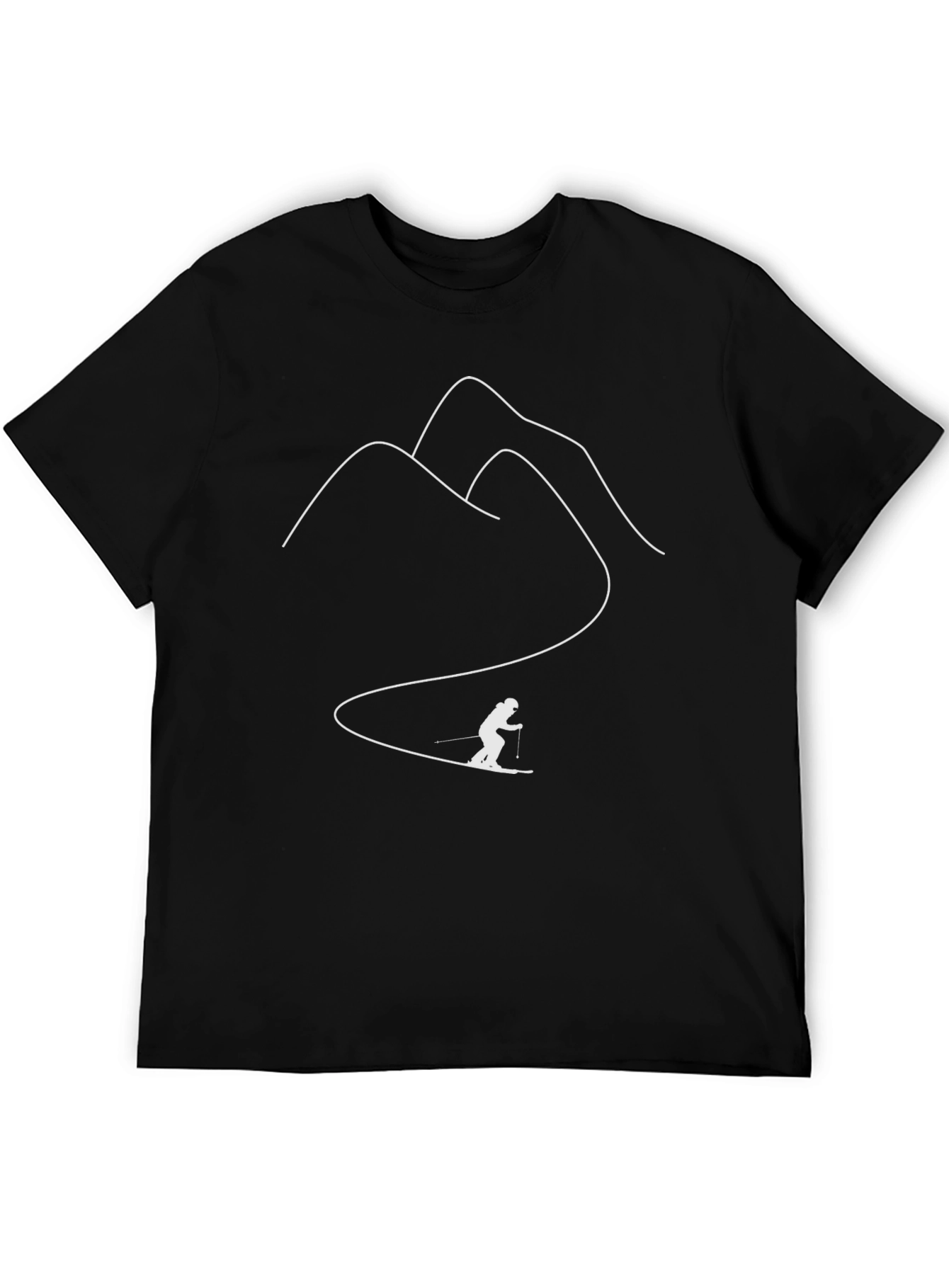 Black Skiing T-Shirt - Mountain Design view 5