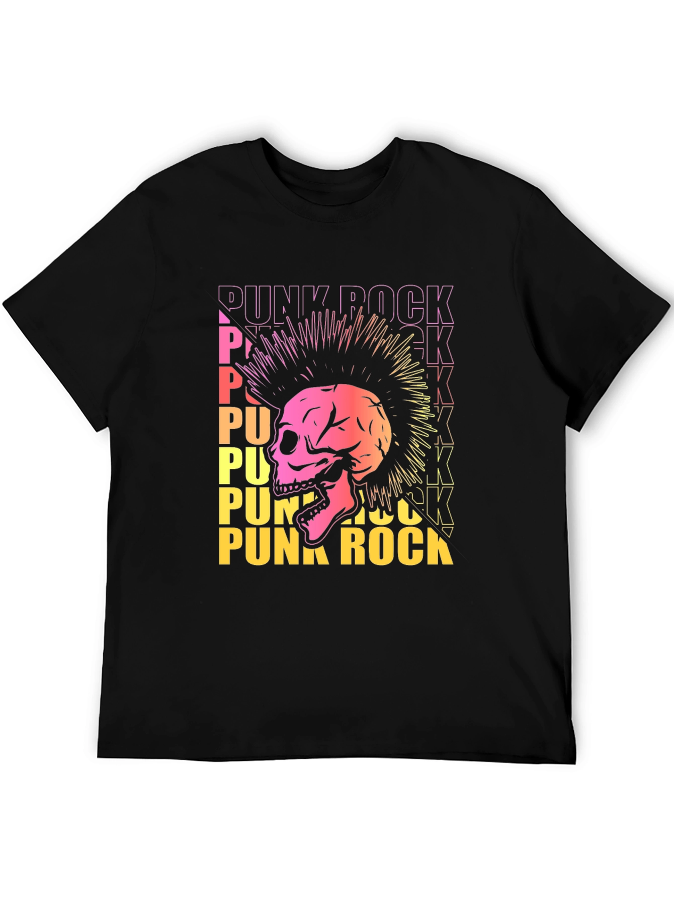 Black Punk Rock Skull Graphic Tee - Edgy Design view 5