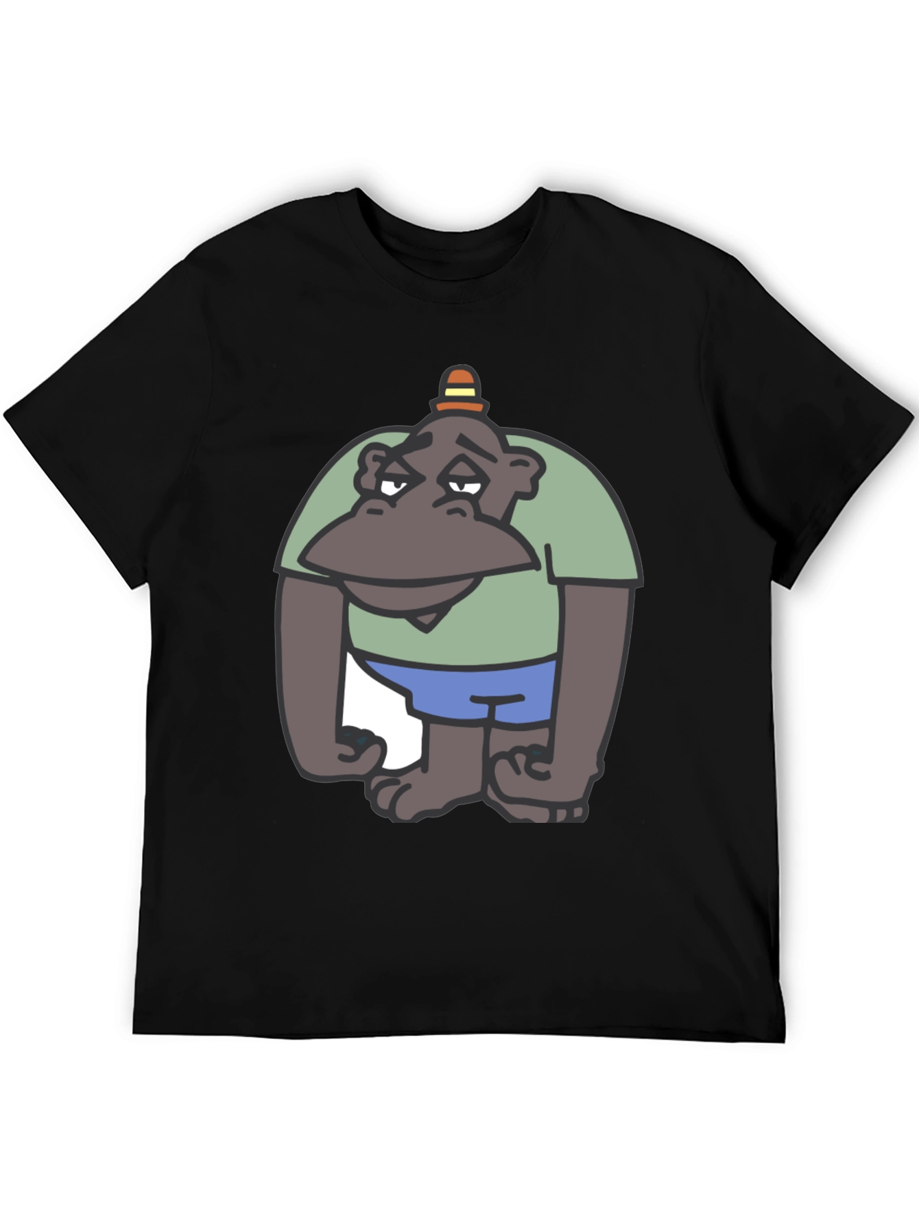 Black Cartoon Ape Graphic Tee - Comfy Cotton T-Shirt view 5