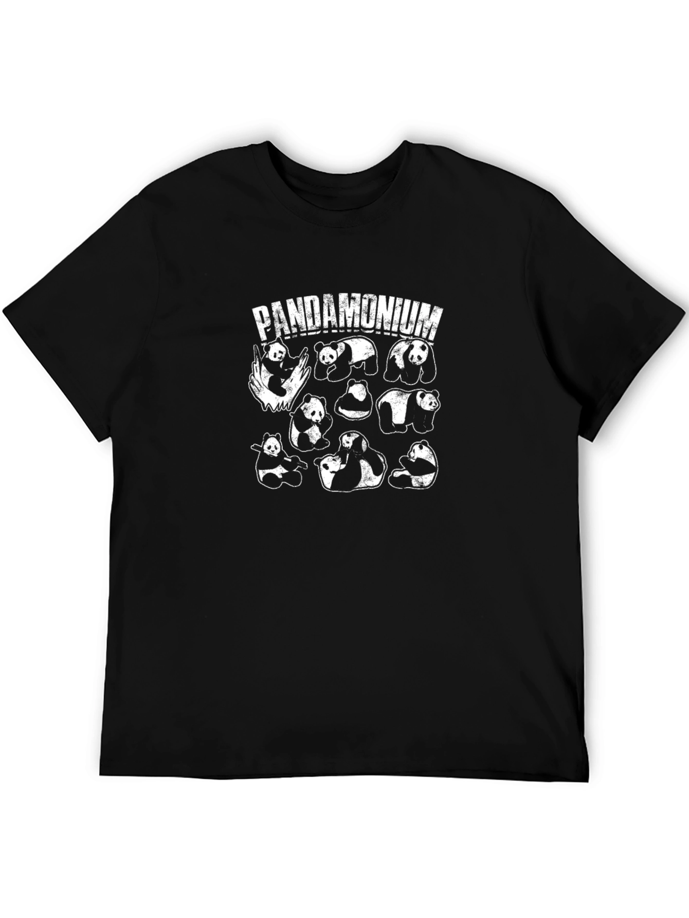 Black Pandamonium Graphic T-Shirt - Black Crew Neck Tee view 5