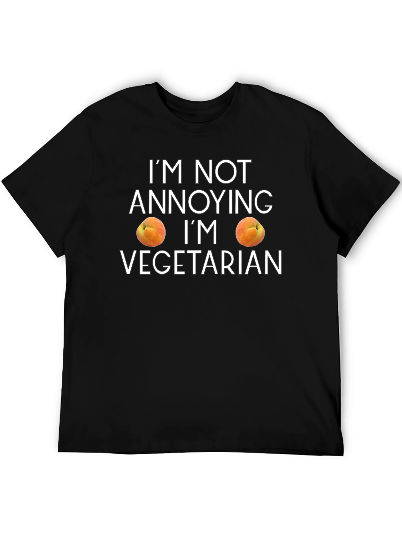 Black Funny Vegetarian Peach Graphic T-Shirt view 5
