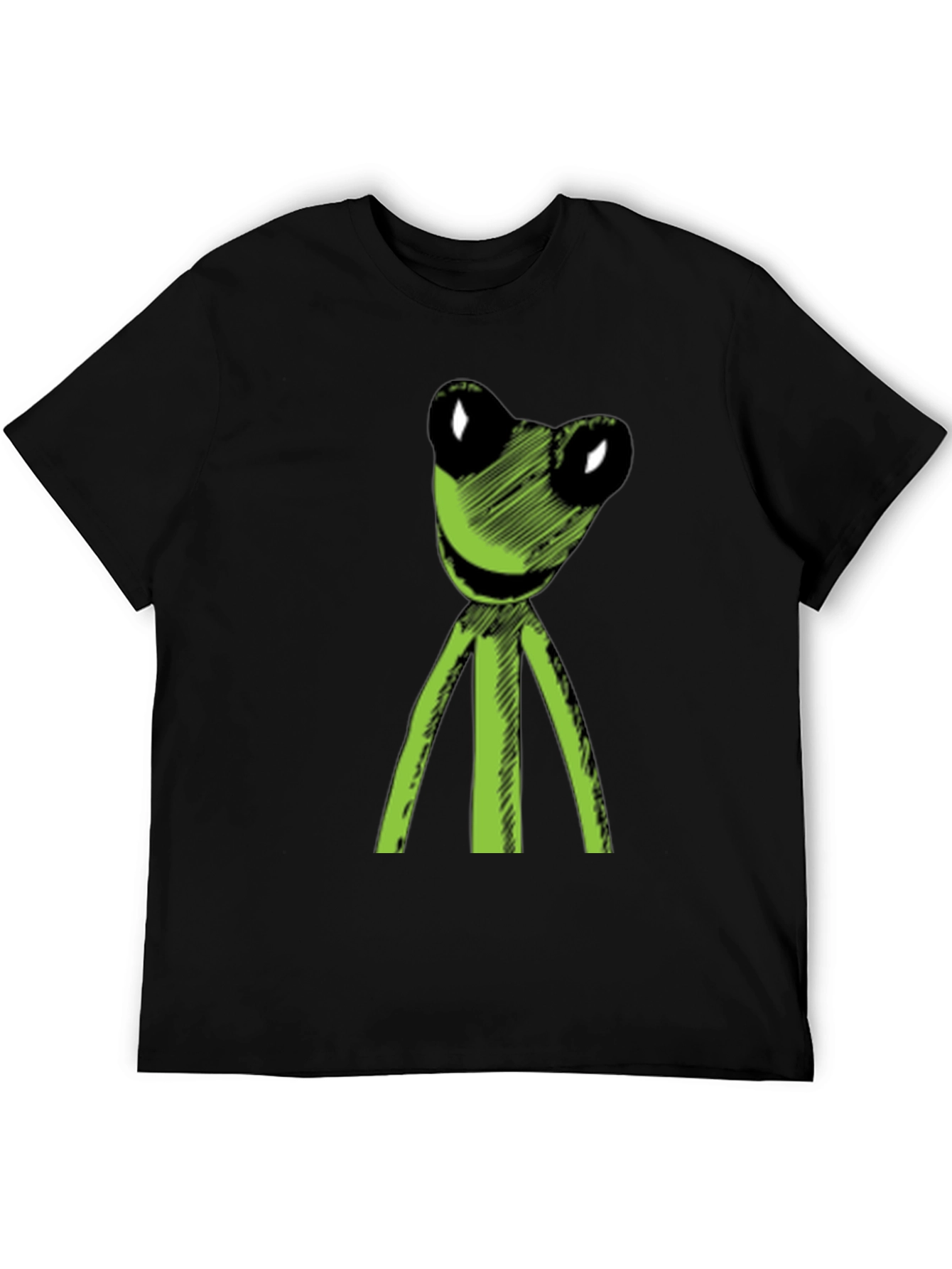 Black Kermit Style Frog Graphic Tee - Soft Black Cotton T-Shirt view 5