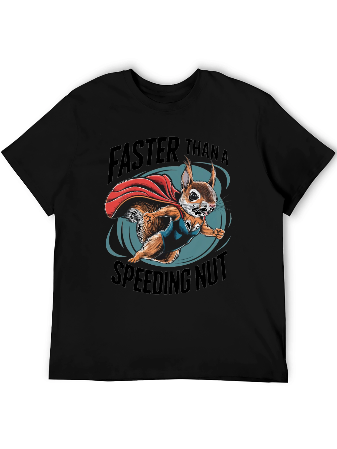 Black Faster Than a Speeding Nut Squirrel Tee view 5
