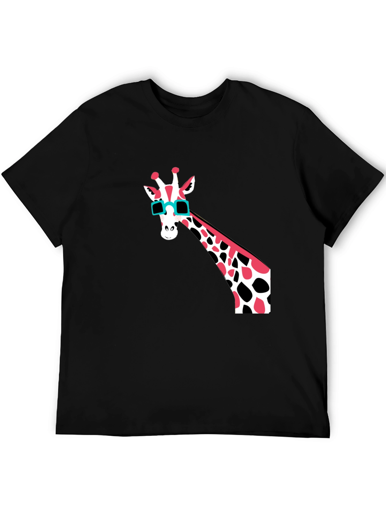 Black Cool Giraffe Graphic T-Shirt - Men's Black Tee view 5