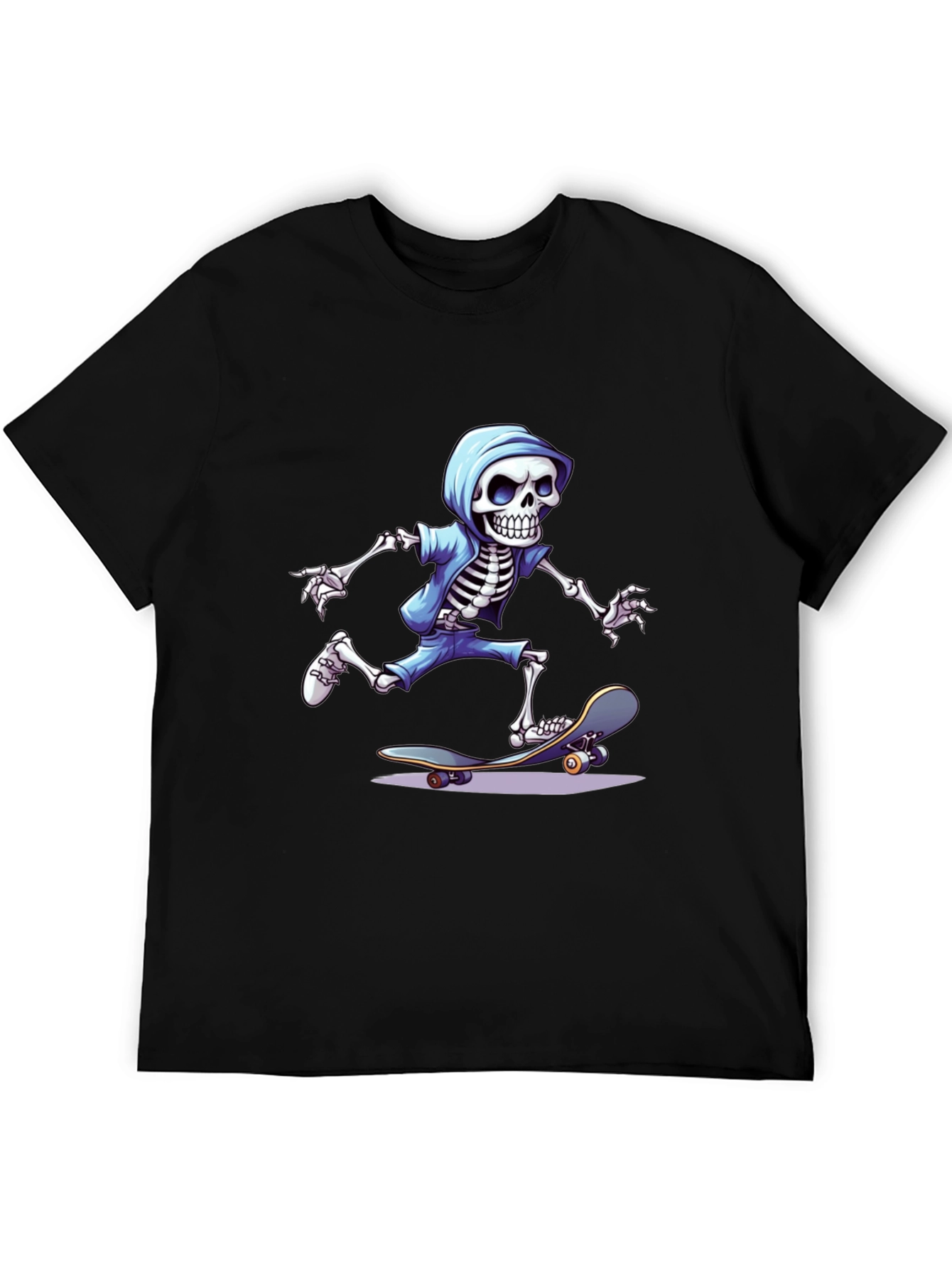 Black Skateboarding Skeleton Graphic Tee view 5