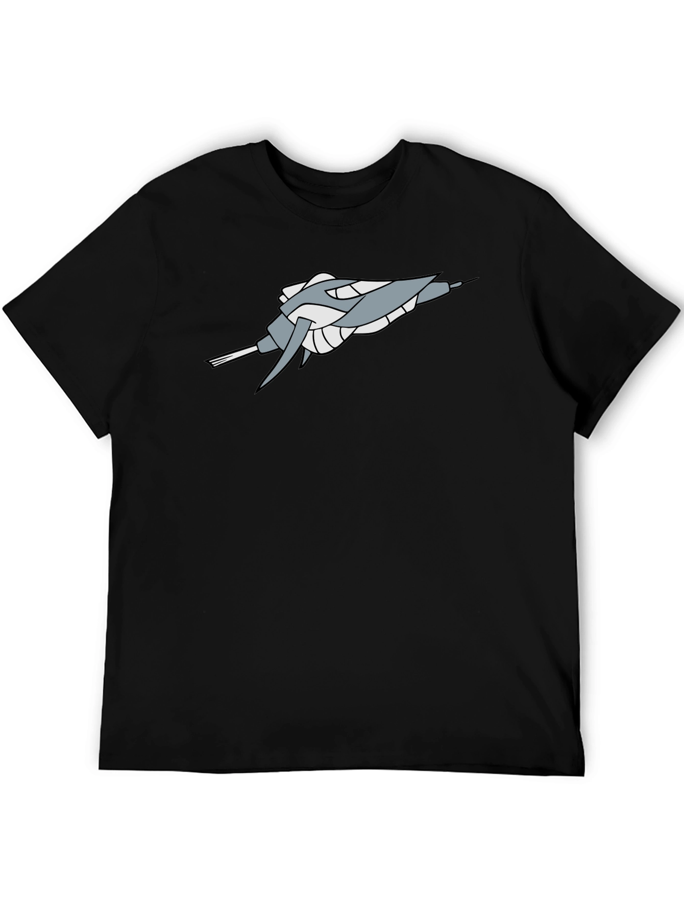 Black Sci-Fi Spaceship Graphic Black Tee - Stylish Geek Chic view 5