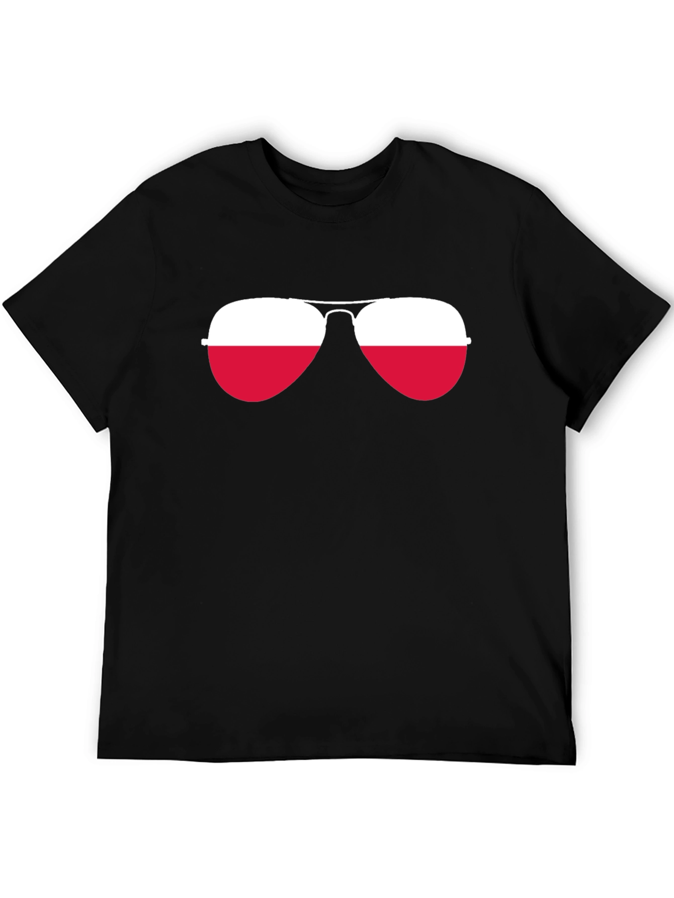 Black Cool Aviator Sunglasses Poland Flag T-Shirt view 5