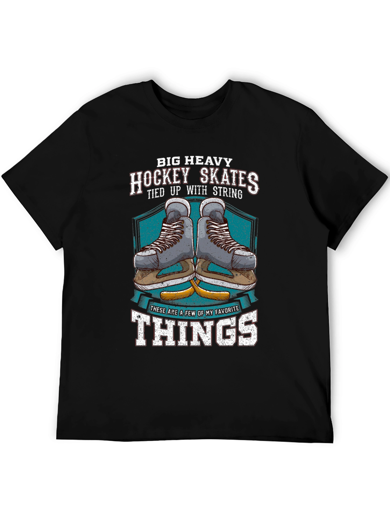 Black Big Heavy Hockey Skates T-Shirt view 5