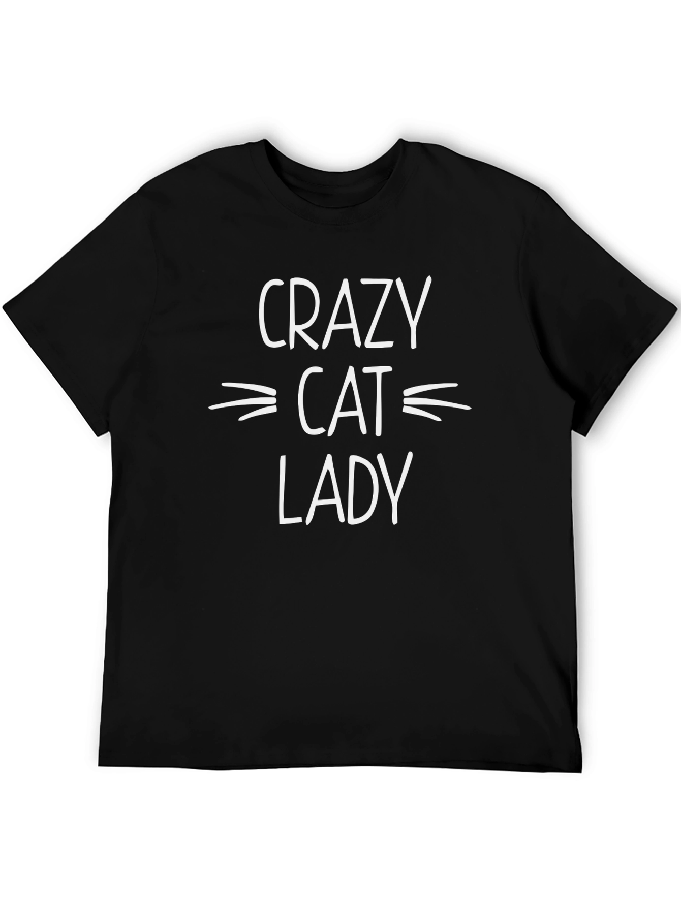Black Crazy Cat Lady T-Shirt - Unisex Black Tee view 5