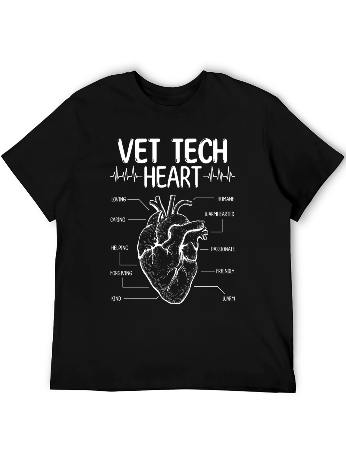 Black Vet Tech Heart Anatomy T-Shirt view 5