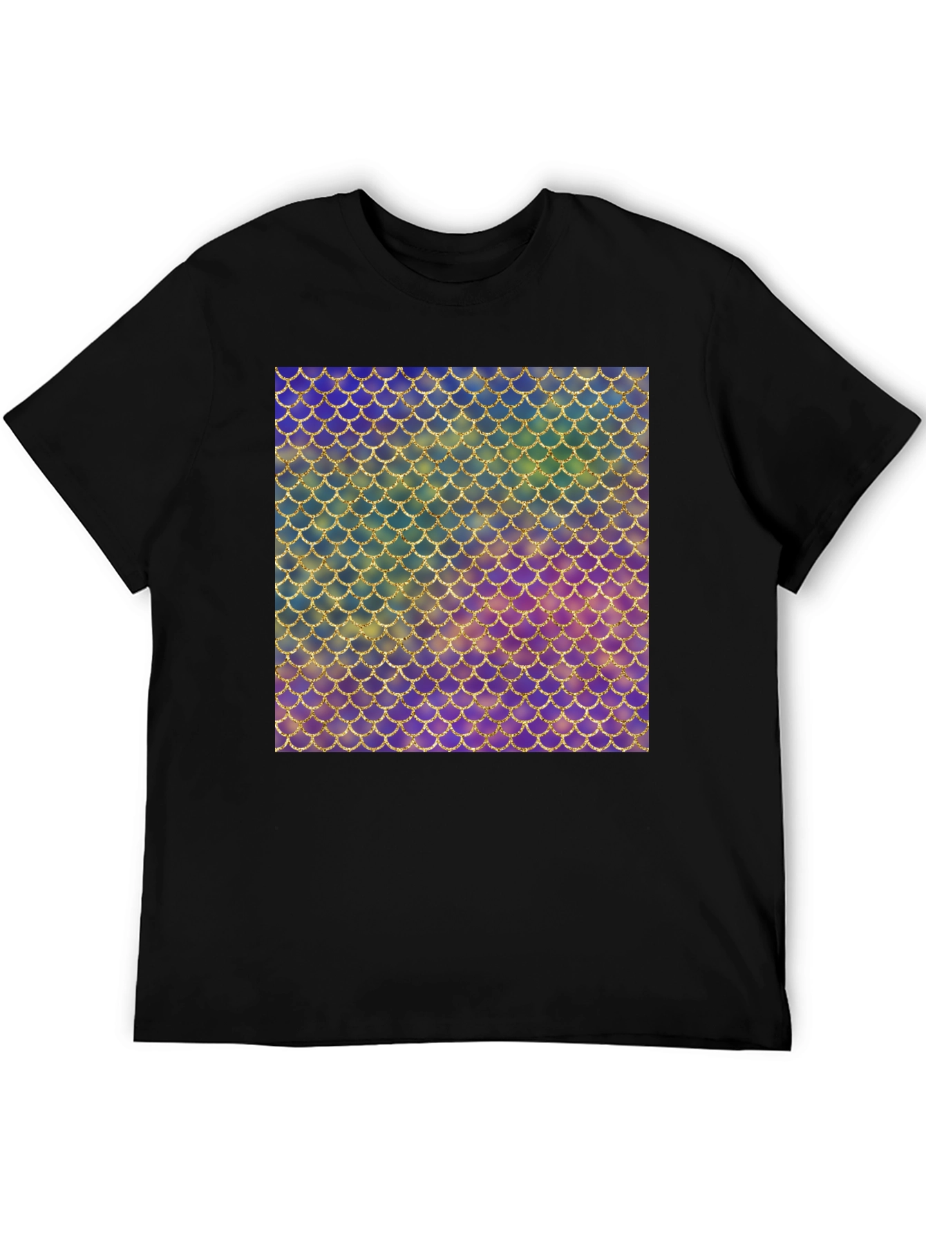 Black Iridescent Scale Pattern Black T-Shirt view 5