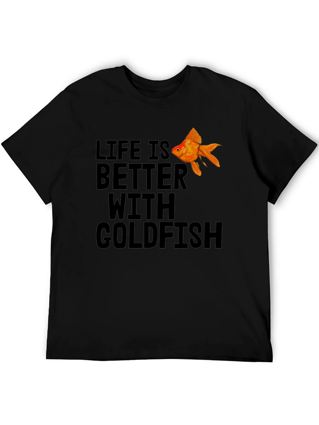 Black Life is Better With Goldfish Black T-Shirt view 5