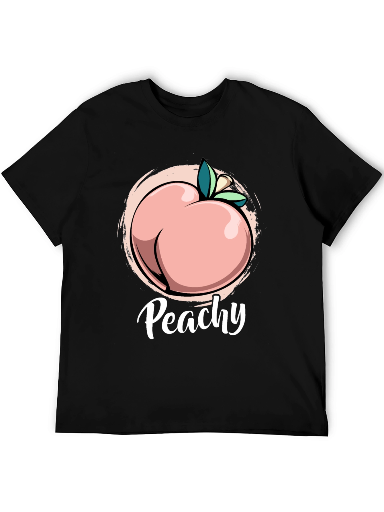 Black Peachy T-Shirt - Funny Fruit Pun Tee view 5
