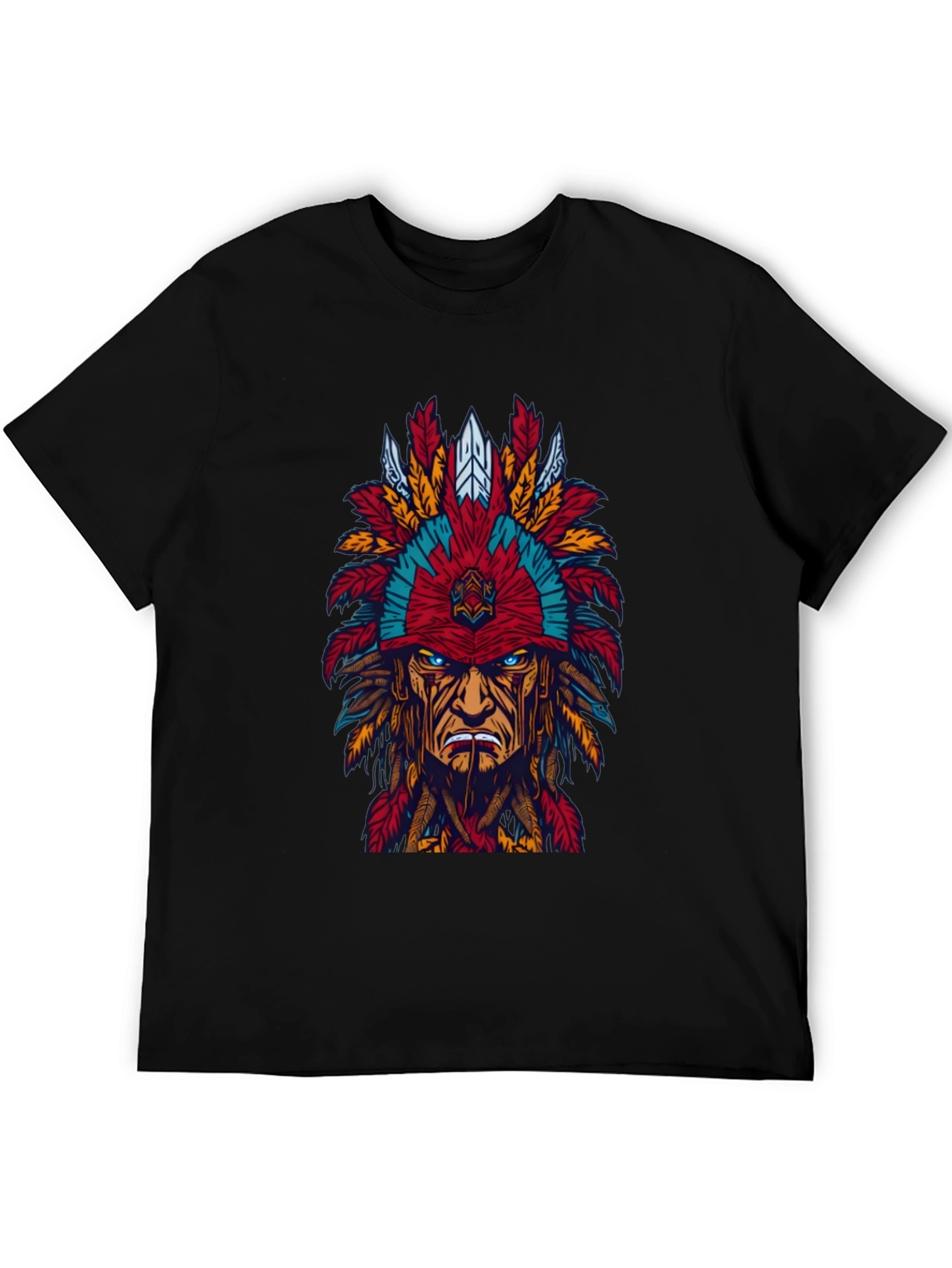 Black Native American Headdress Graphic Tee - Bold Design view 5
