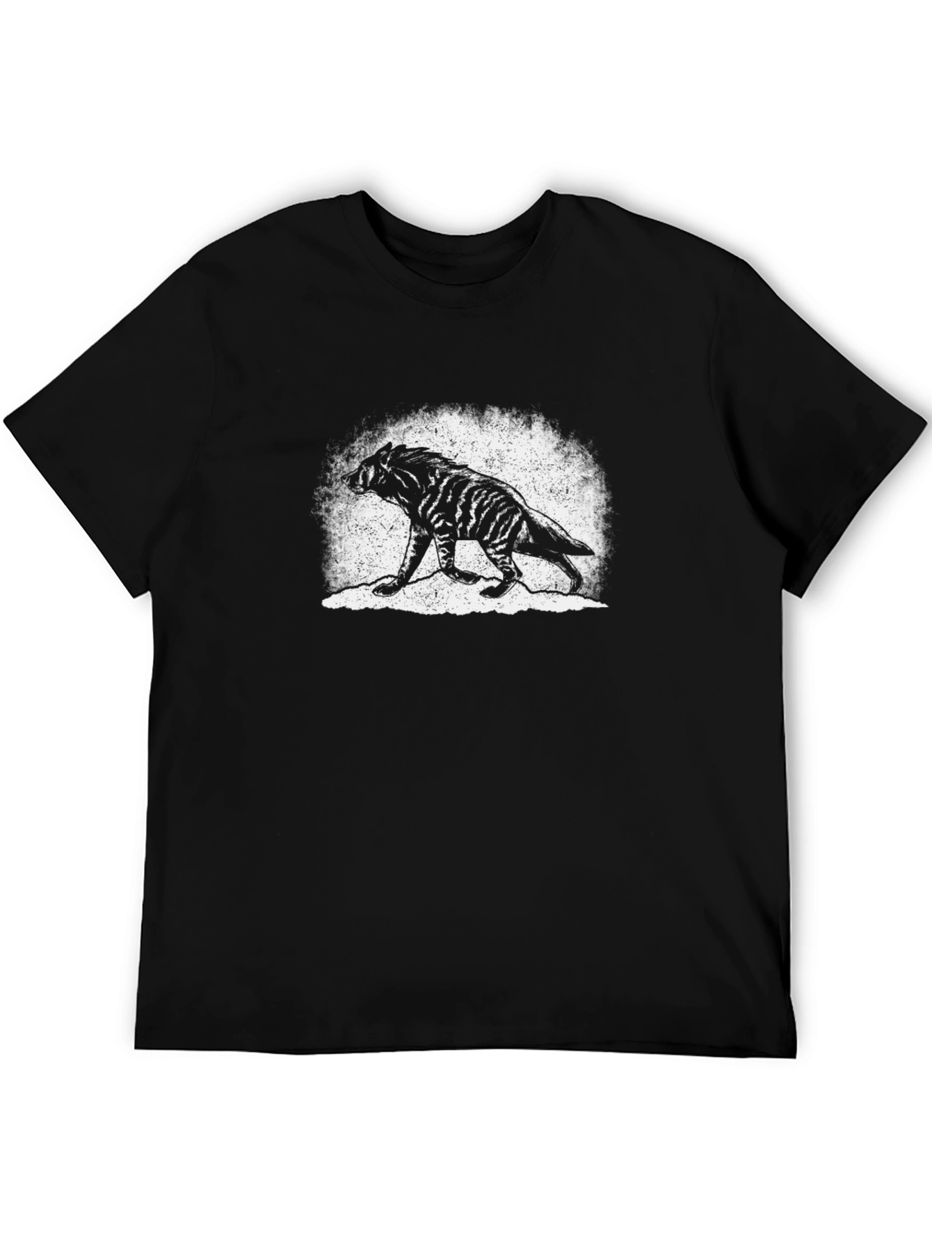 Black Striped Thylacine Graphic Tee - Vintage Tasmanian Tiger Shirt view 5