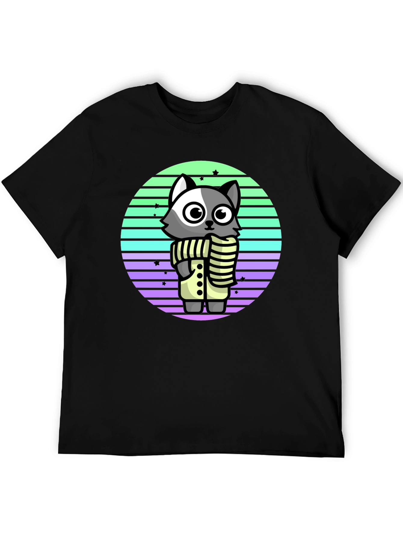 Black Cute Raccoon T-Shirt - Retro Style view 5