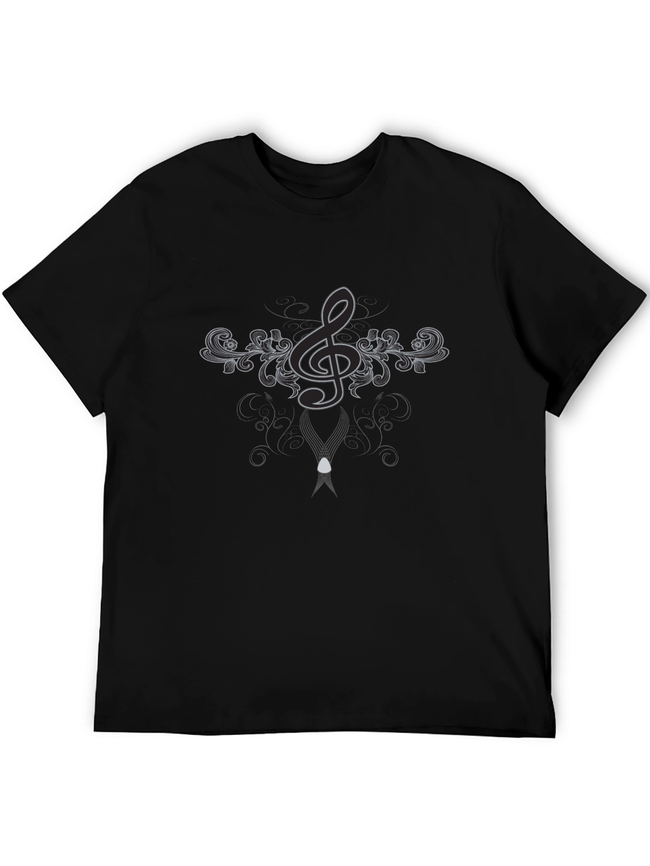 Black Elegant Music Note T-Shirt view 5