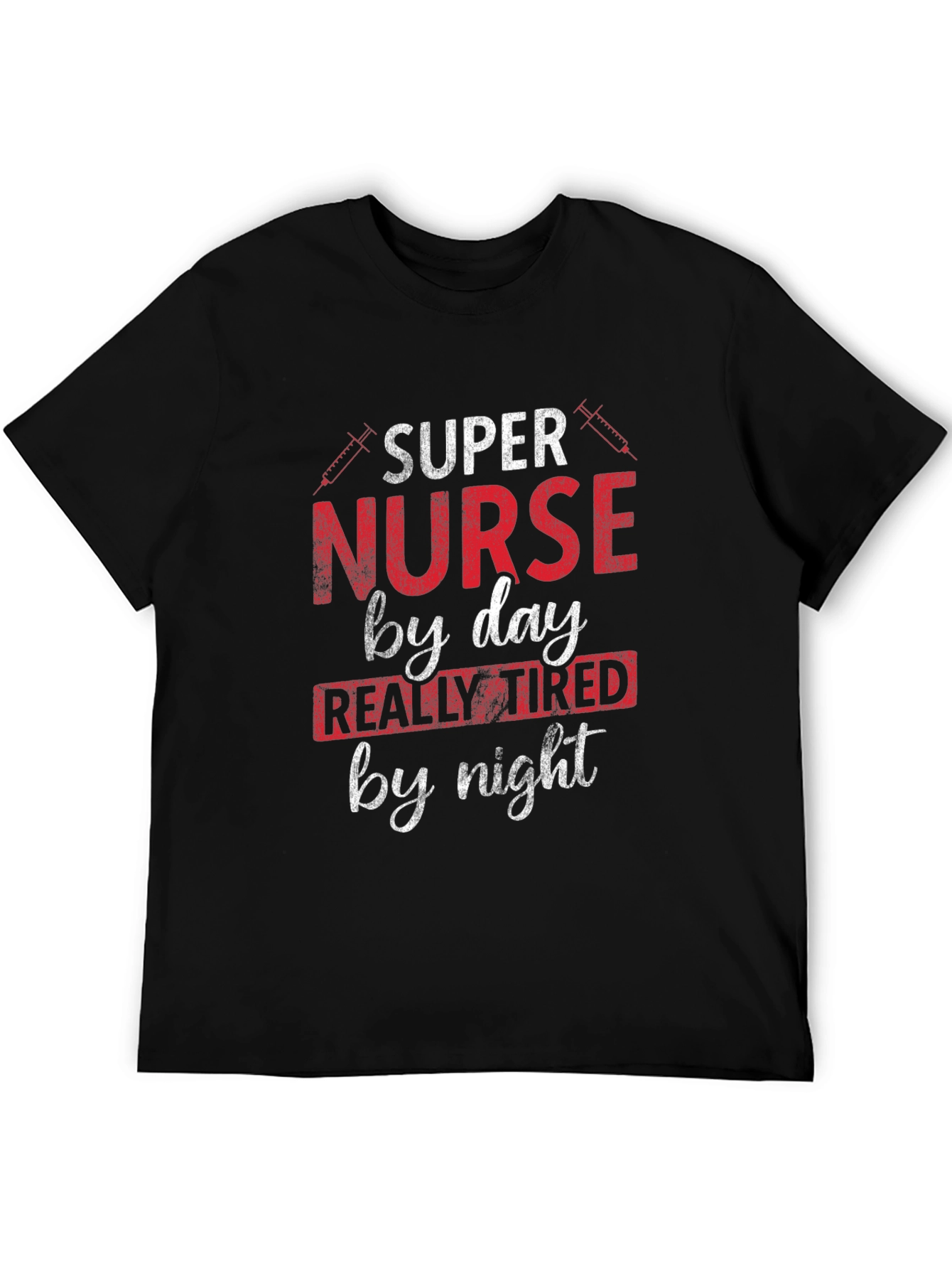Black Super Nurse T-Shirt - Day and Night view 5
