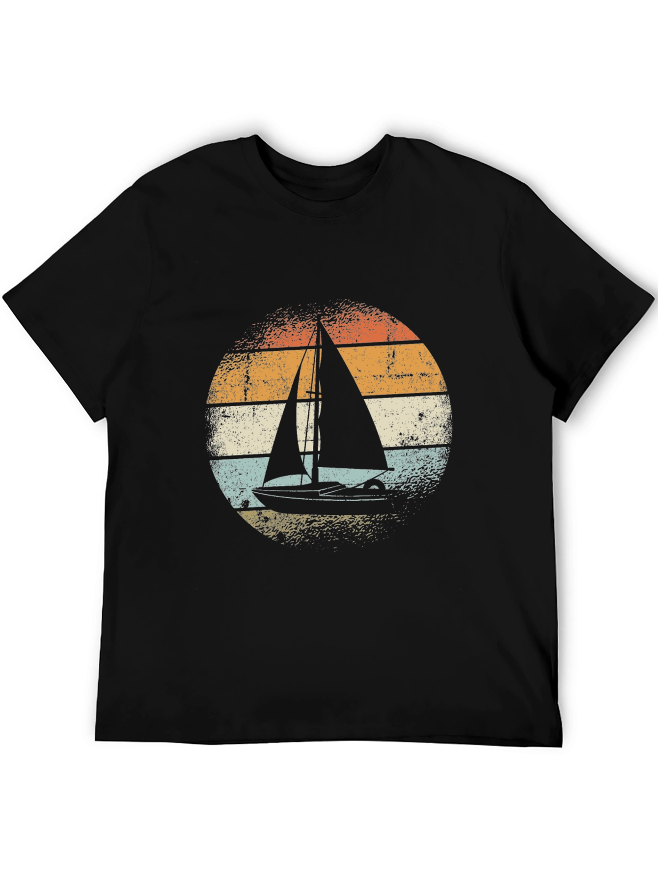 Black Vintage Sailboat Graphic Tee - Black view 5
