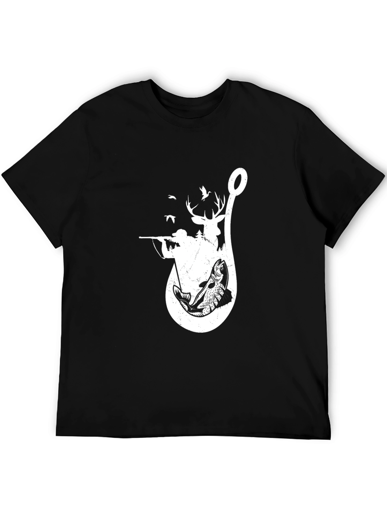 Black Hunting & Fishing Graphic T-Shirt view 5
