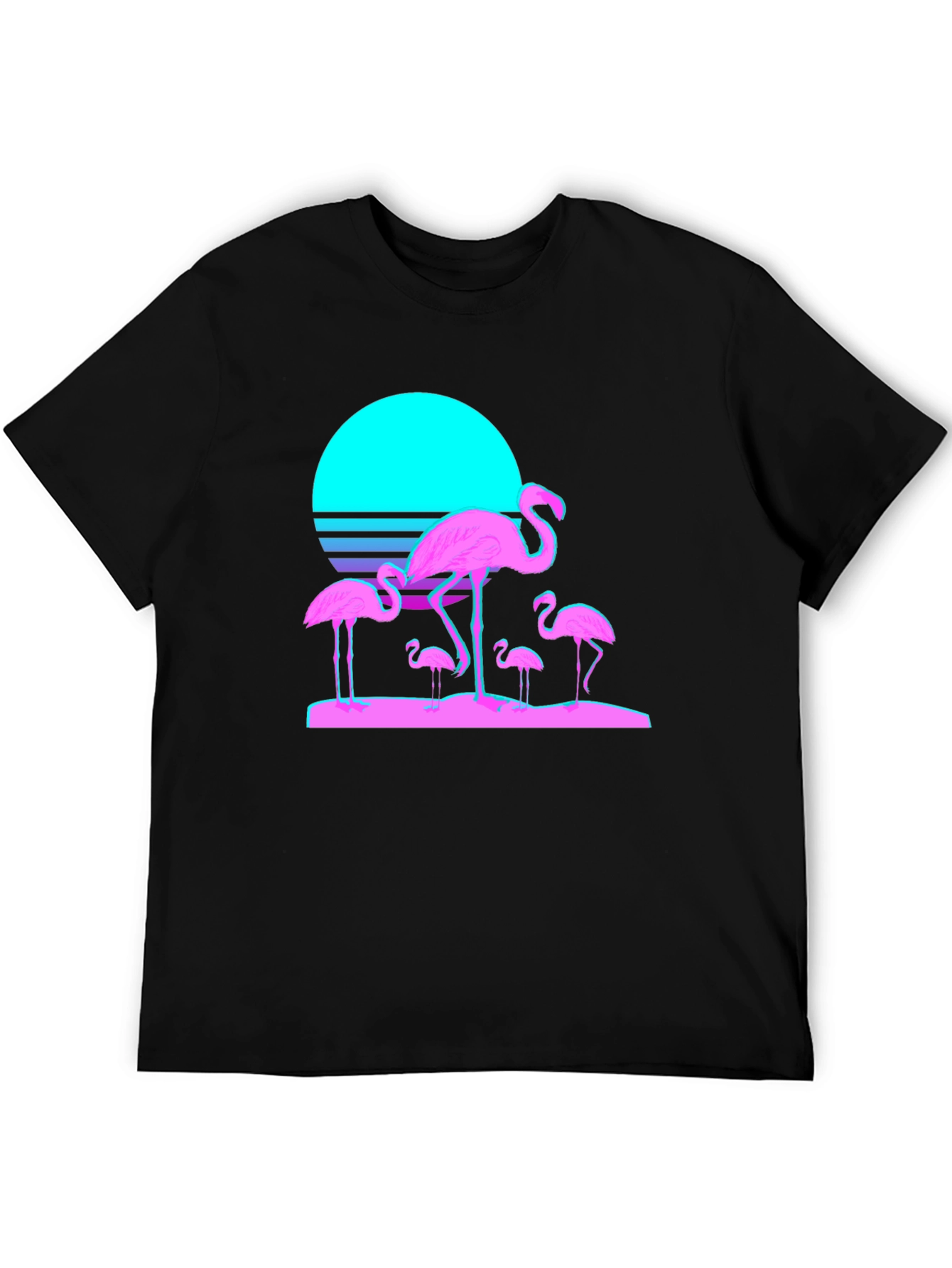 Black Retro Flamingo T-Shirt - Black Cotton Blend view 5