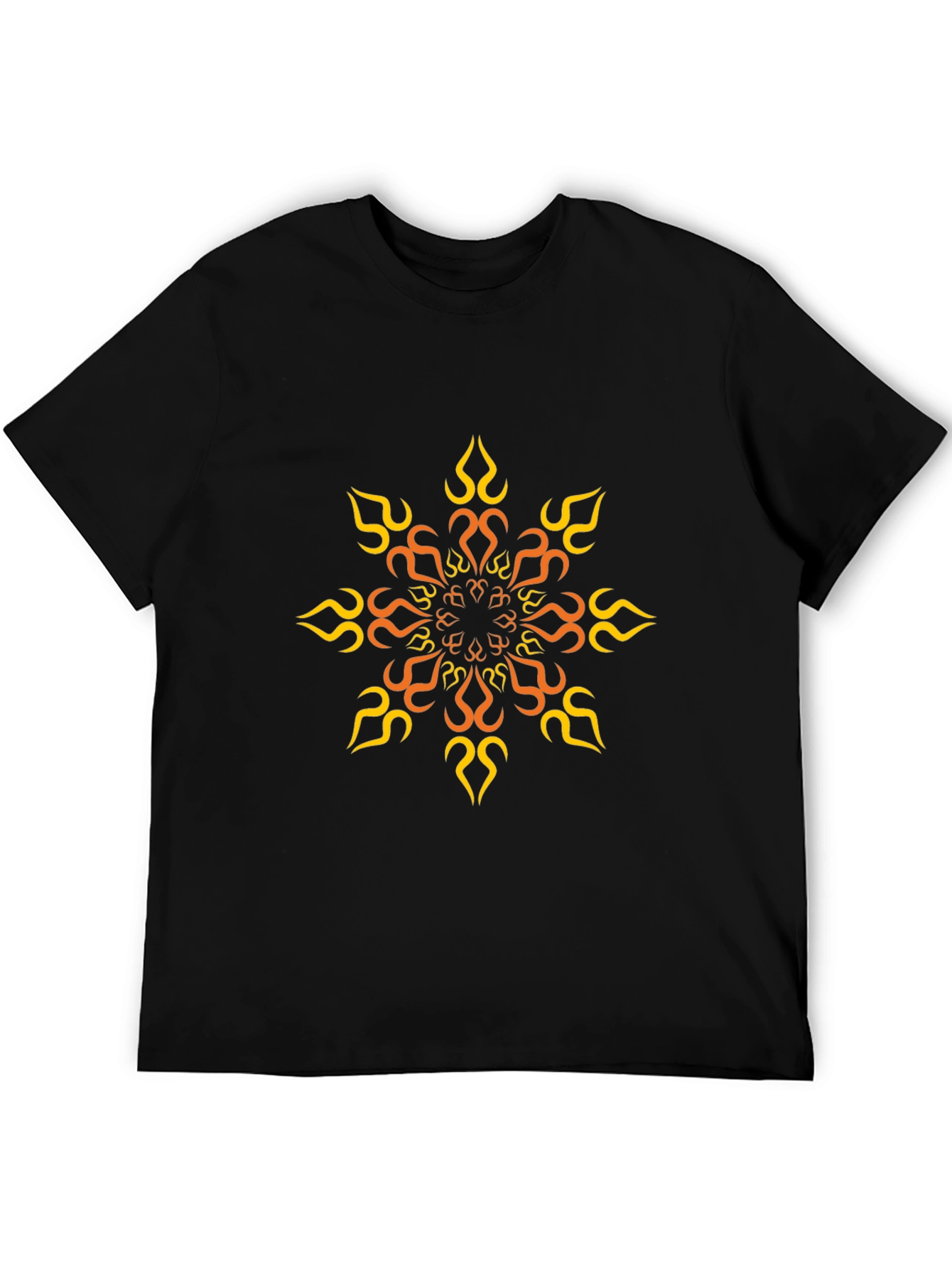 Black Fiery Graphic Print Black T-Shirt view 5