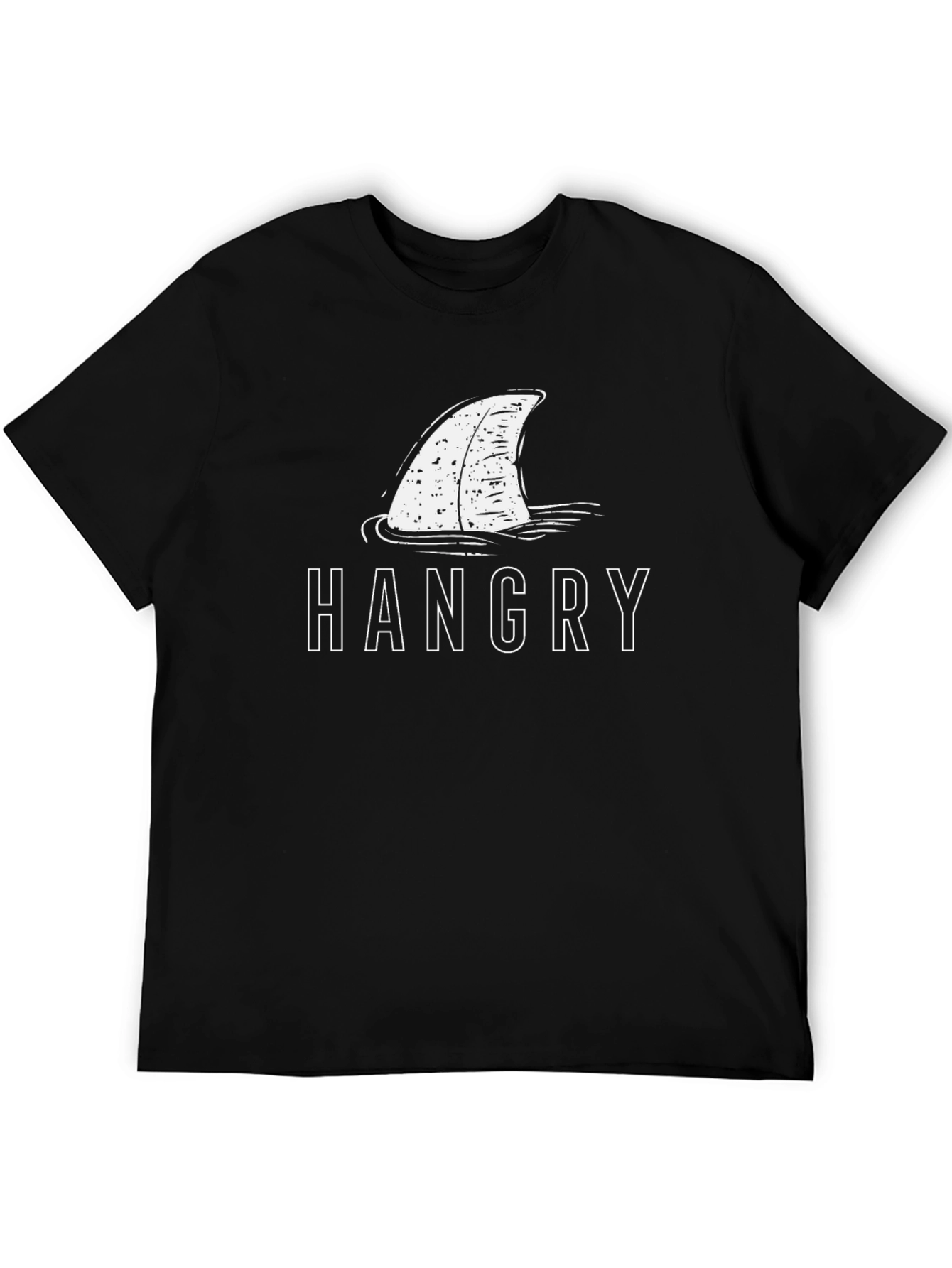 Black Hangry Shark Fin Graphic Tee - Black Cotton T-Shirt view 5