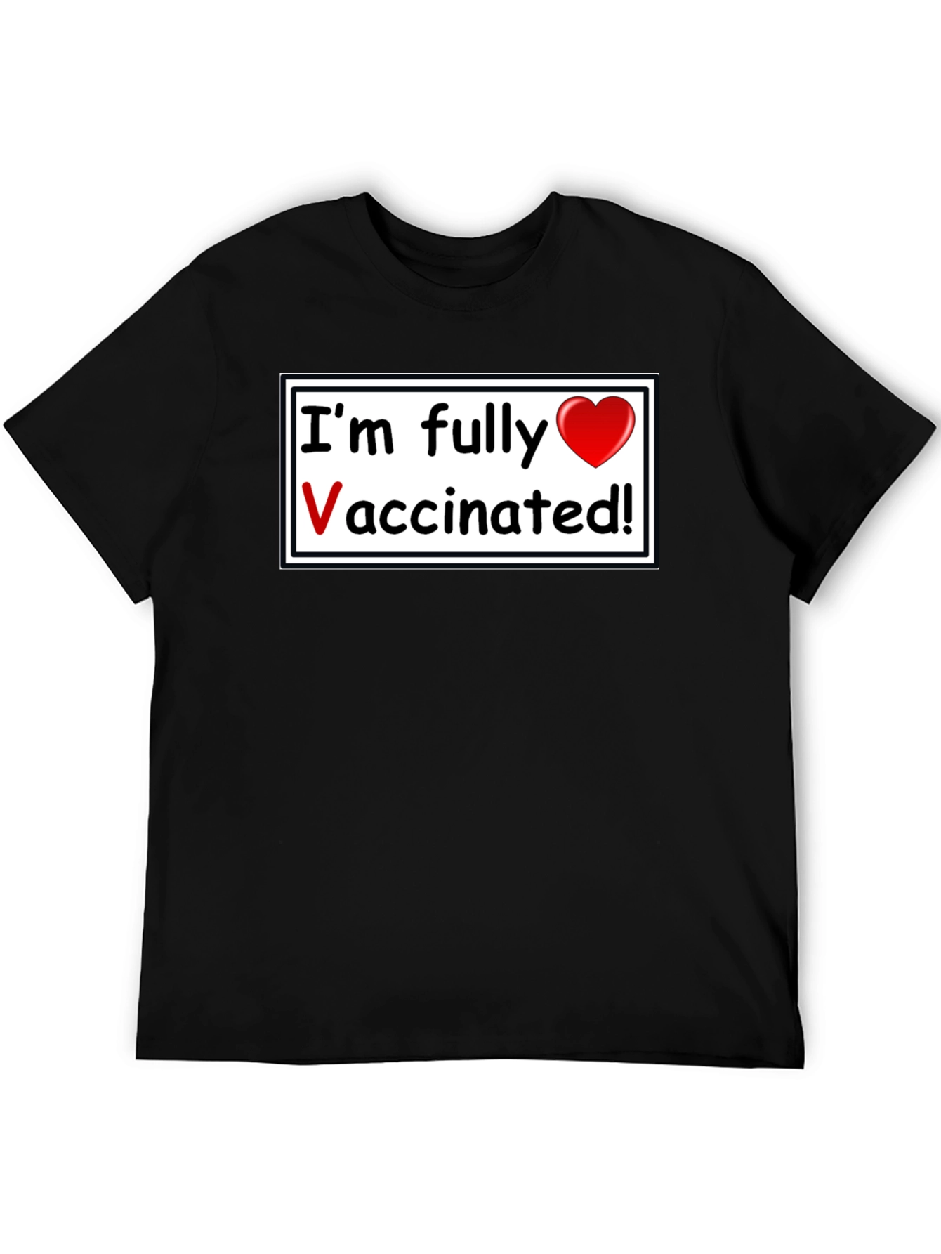 Black Fully Vaccinated T-Shirt - Black, Casual Wear view 5