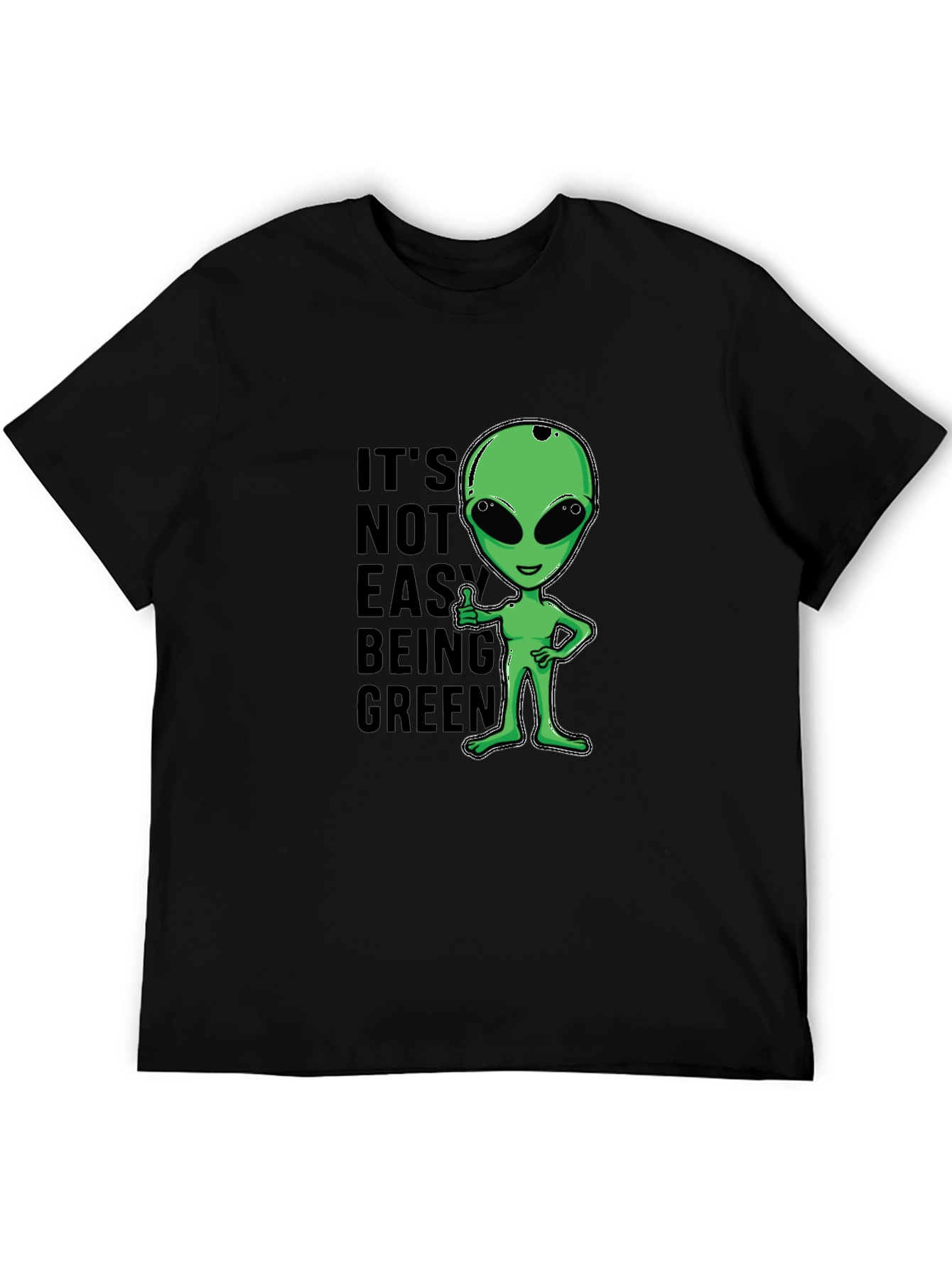 Black It's Not Easy Being Green Alien Graphic T-Shirt view 5