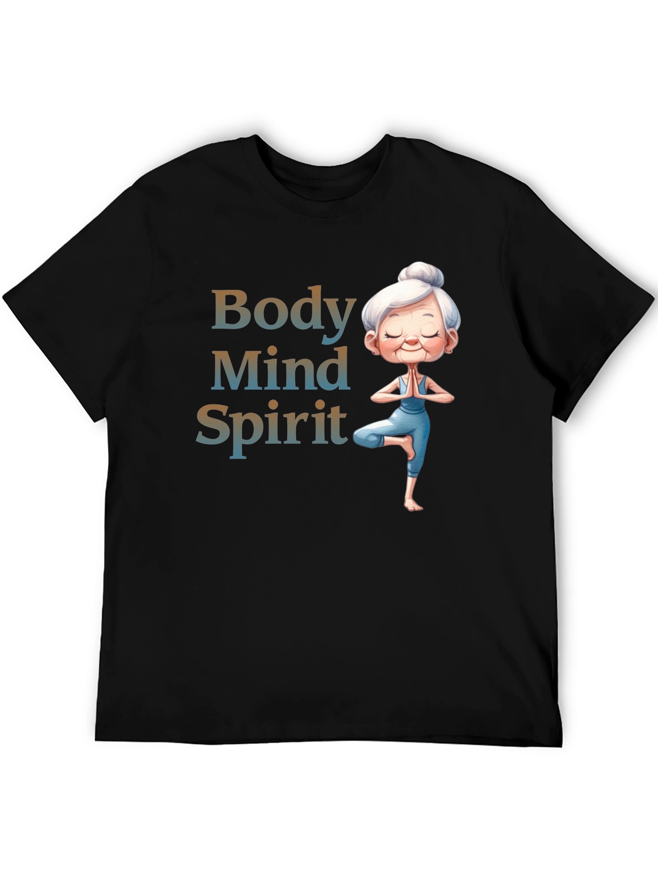Black Body Mind Spirit Yoga T-Shirt - Zen Granny Tee view 5