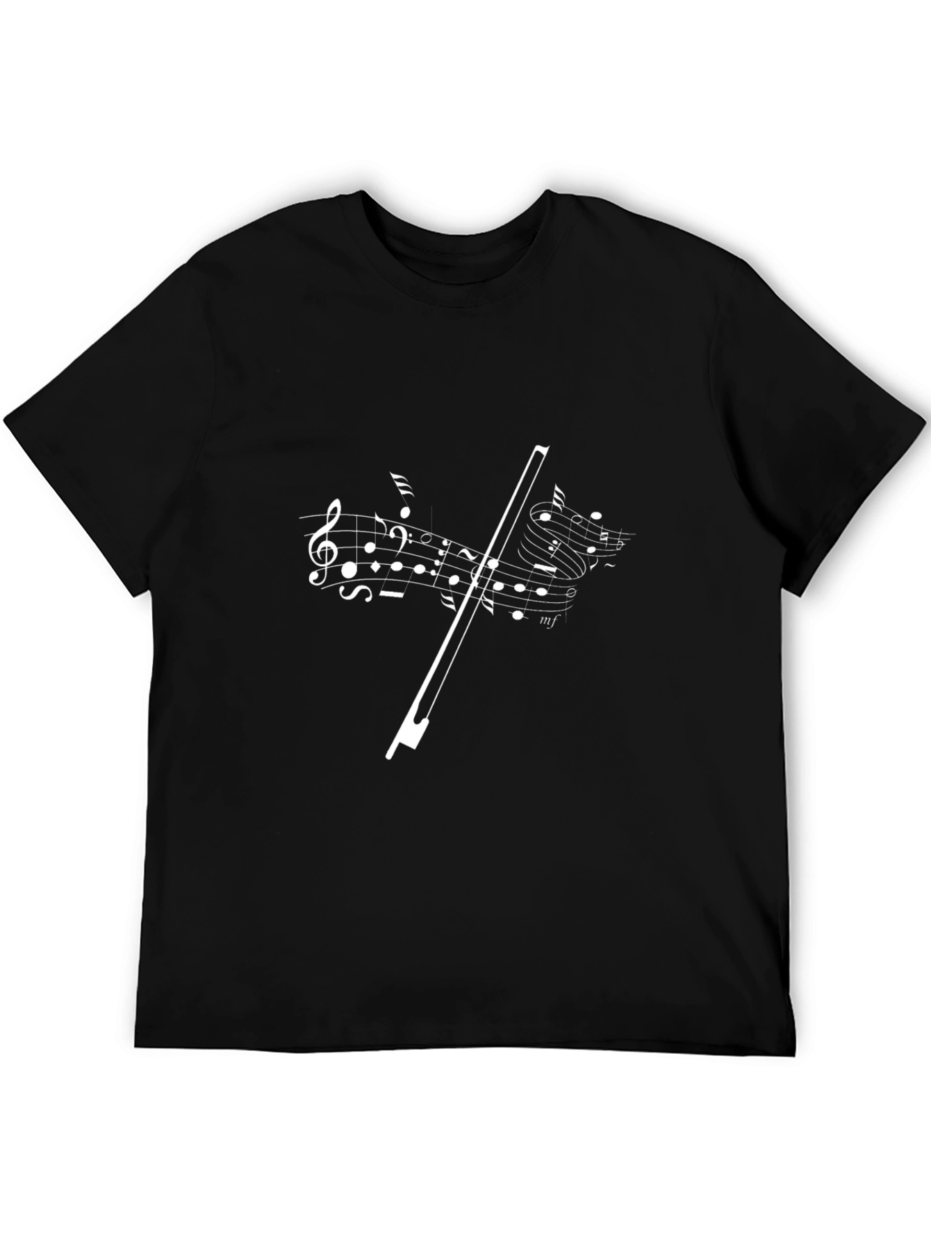 Black Musical Notes Graphic Tee - Black Cotton Blend view 5