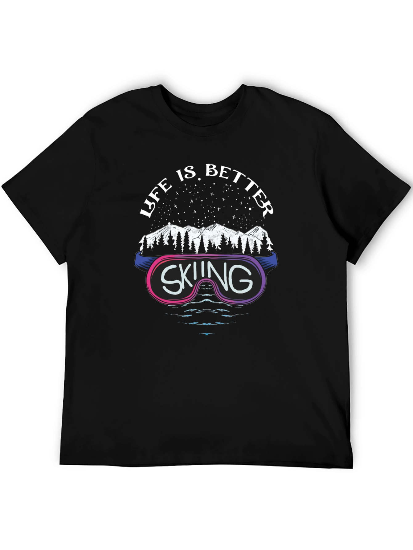 Black Life is Better Skiing Graphic T-Shirt view 5