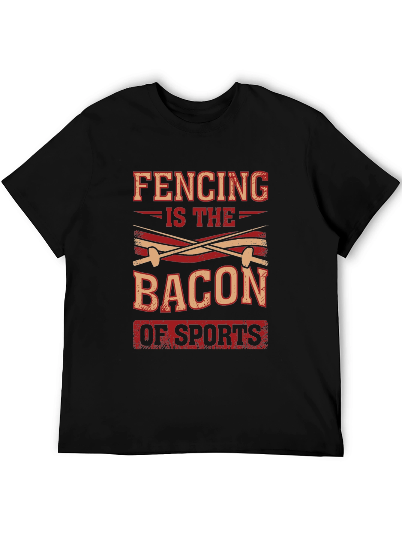 Black Fencing is the Bacon of Sports Black T-Shirt view 5