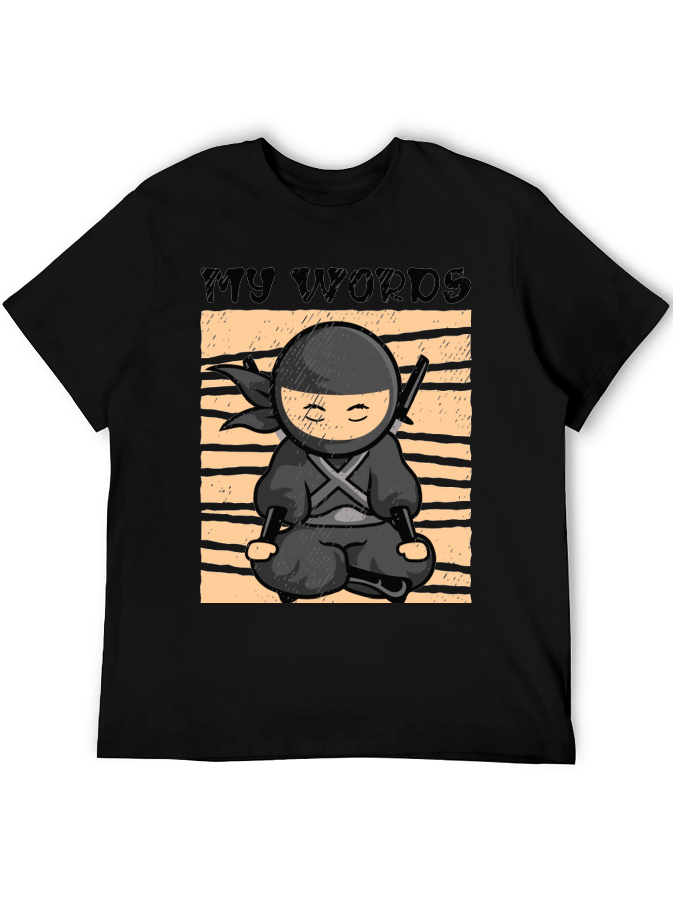 Black Zen Ninja T-Shirt - My Words Matter Meditation Tee view 5