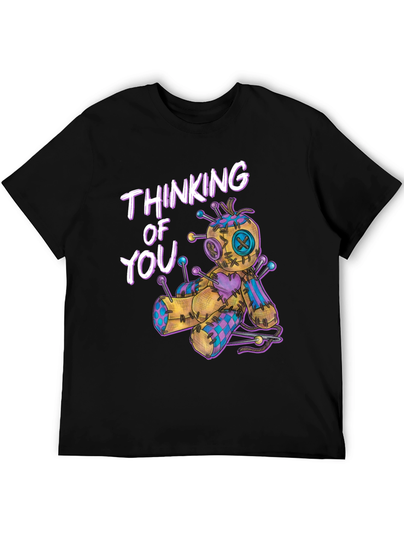 Black Thinking of You Voodoo Doll T-Shirt view 5